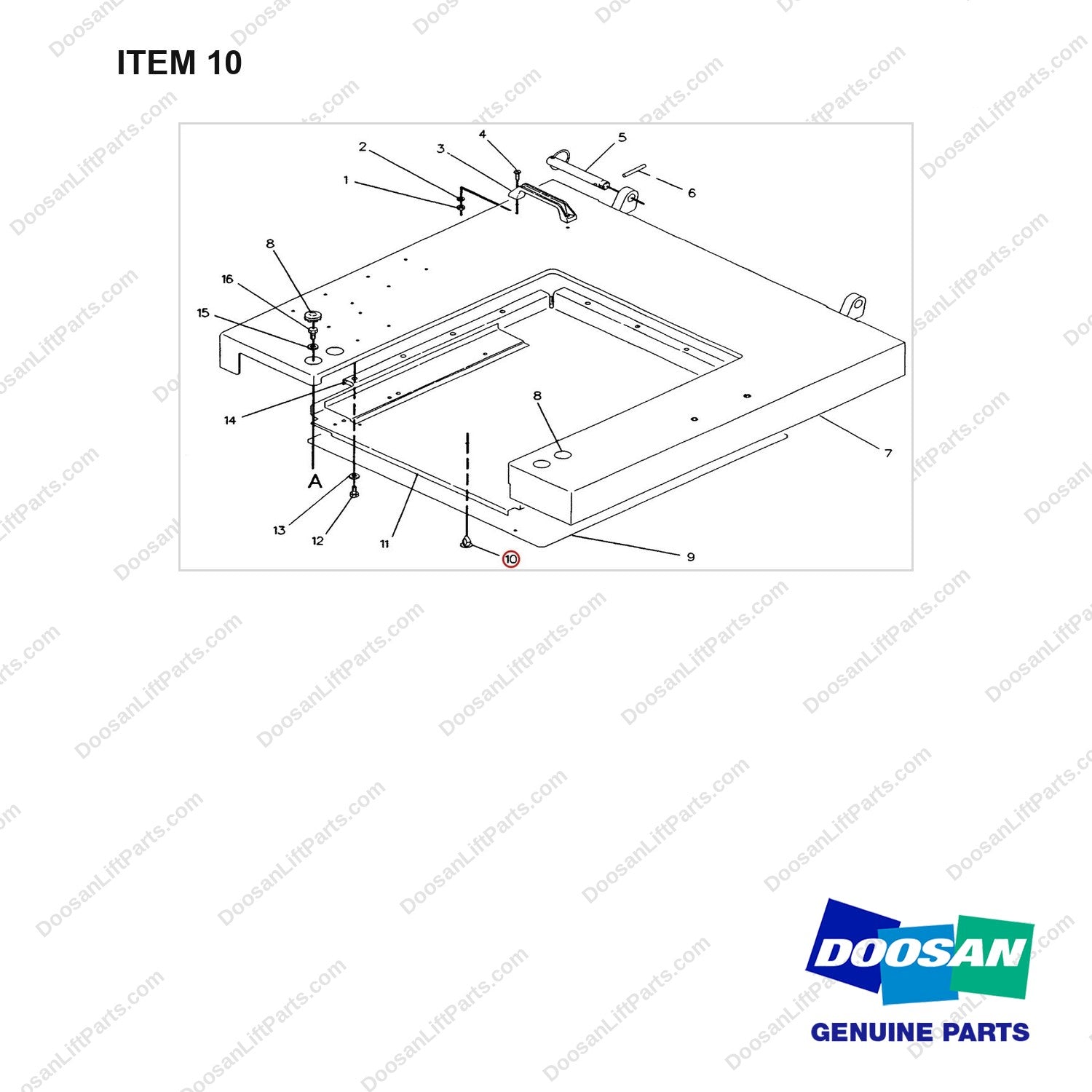 989696 PANEL GP-TOP - 3TON(1/2) - full parts diagram, item 10 marked - genuine Doosan / Bobcat forklift part