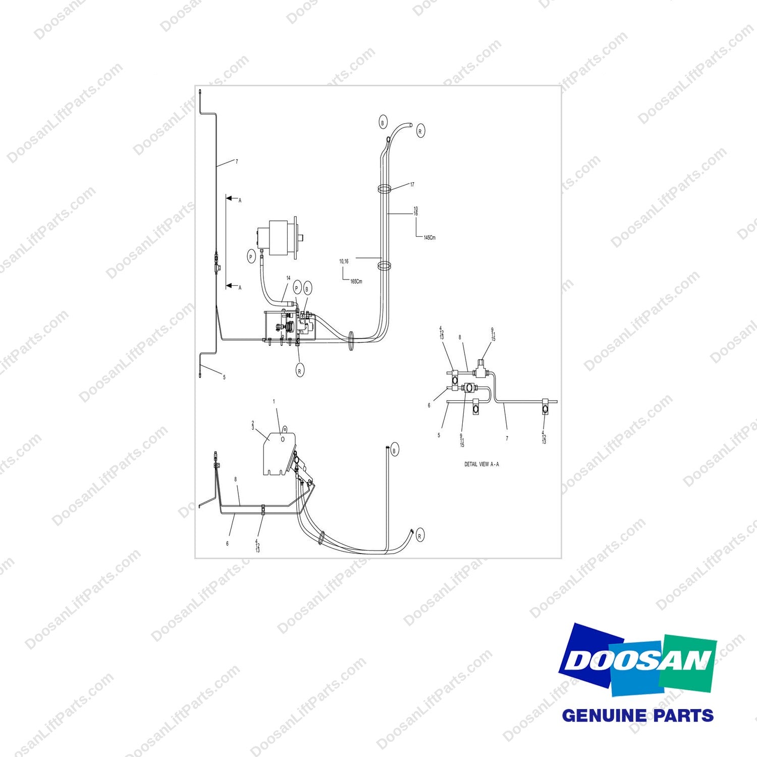 A131301 LINES GP-BRAKE-SHOE TYPE BRAKE - full parts diagram - genuine Doosan / Bobcat forklift part