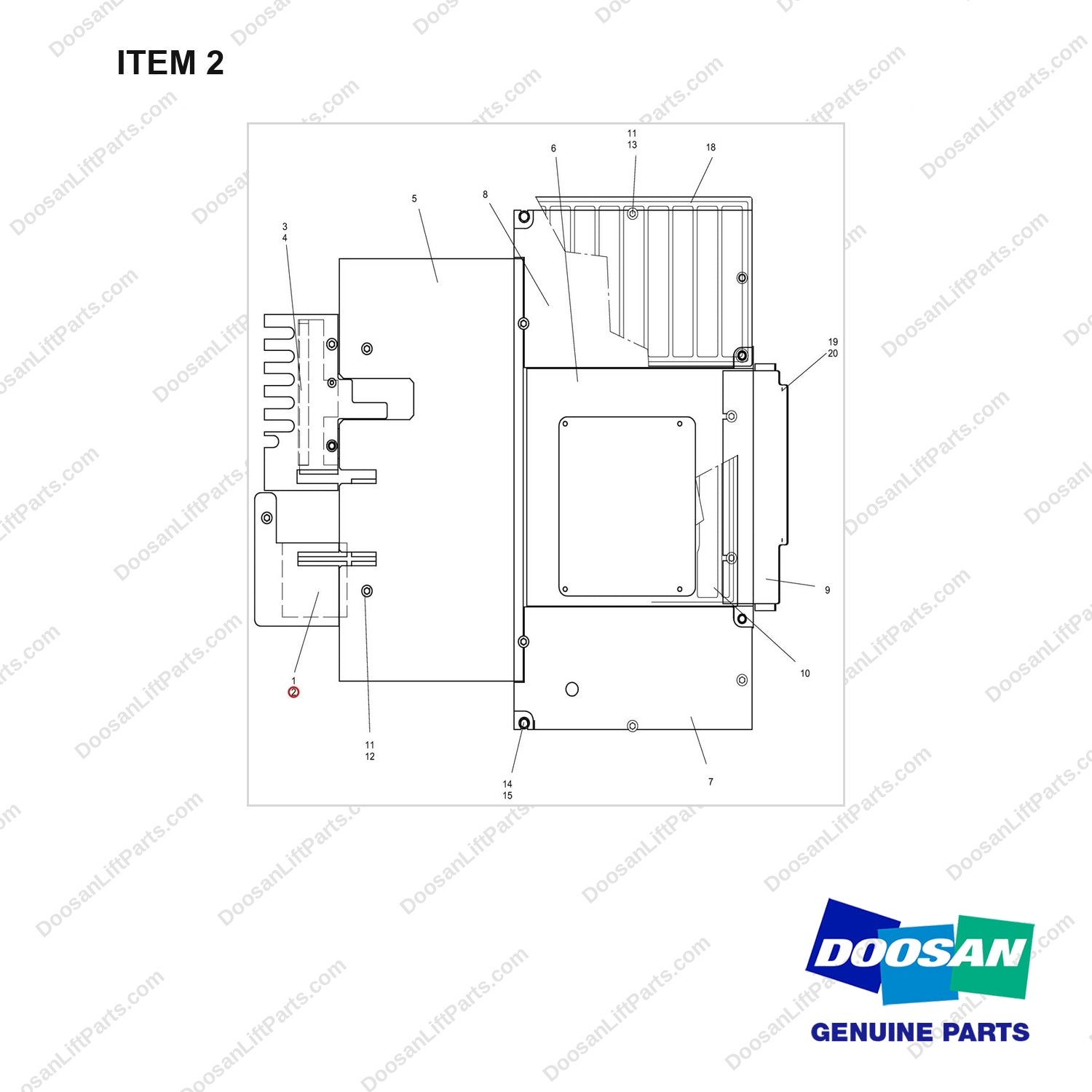 A132682 FLOOR PLATE GP - full parts diagram, item 2 marked - genuine Doosan / Bobcat forklift part