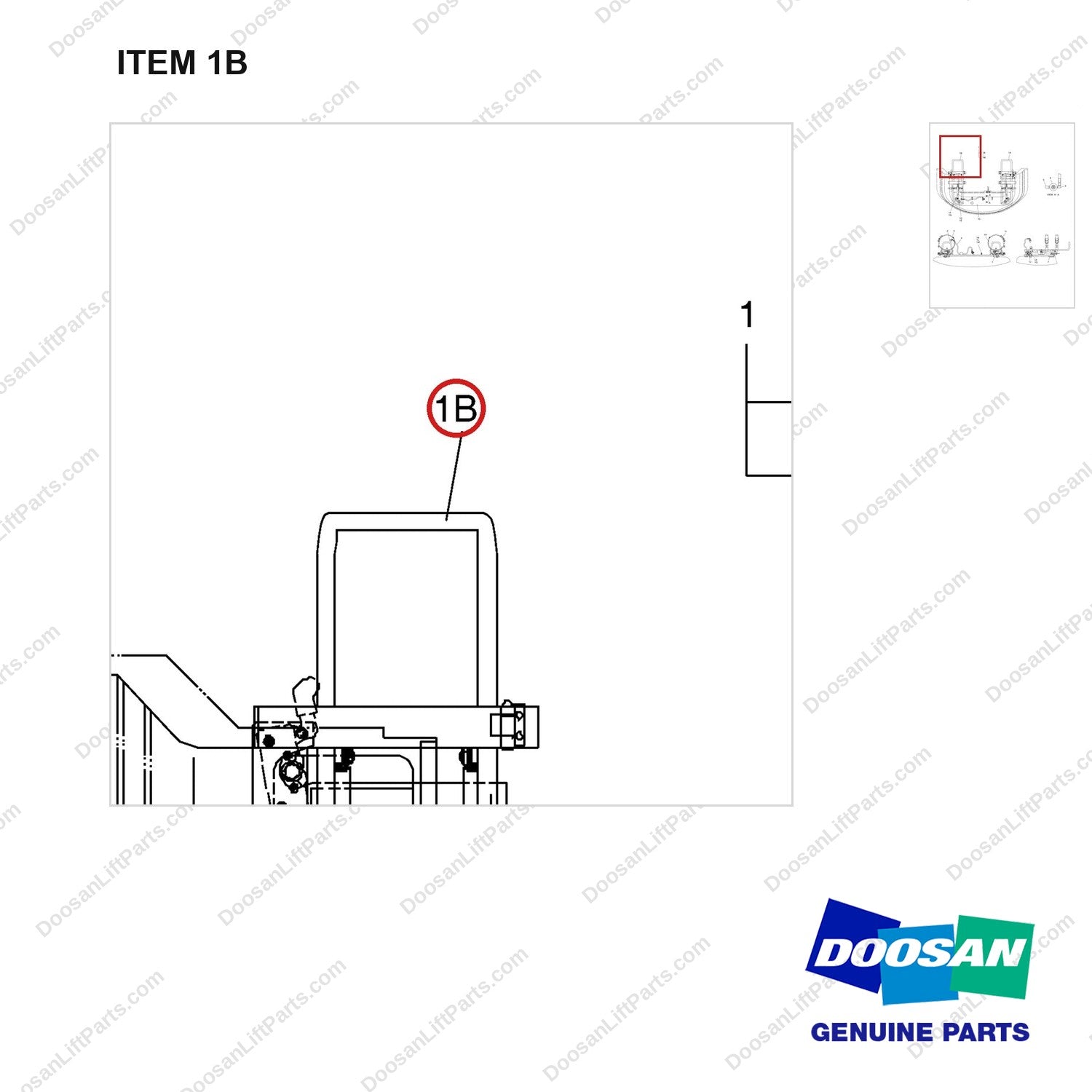 A132822 MTG GP-LP TANK - parts diagram, item 1B shown - genuine Doosan / Bobcat forklift part