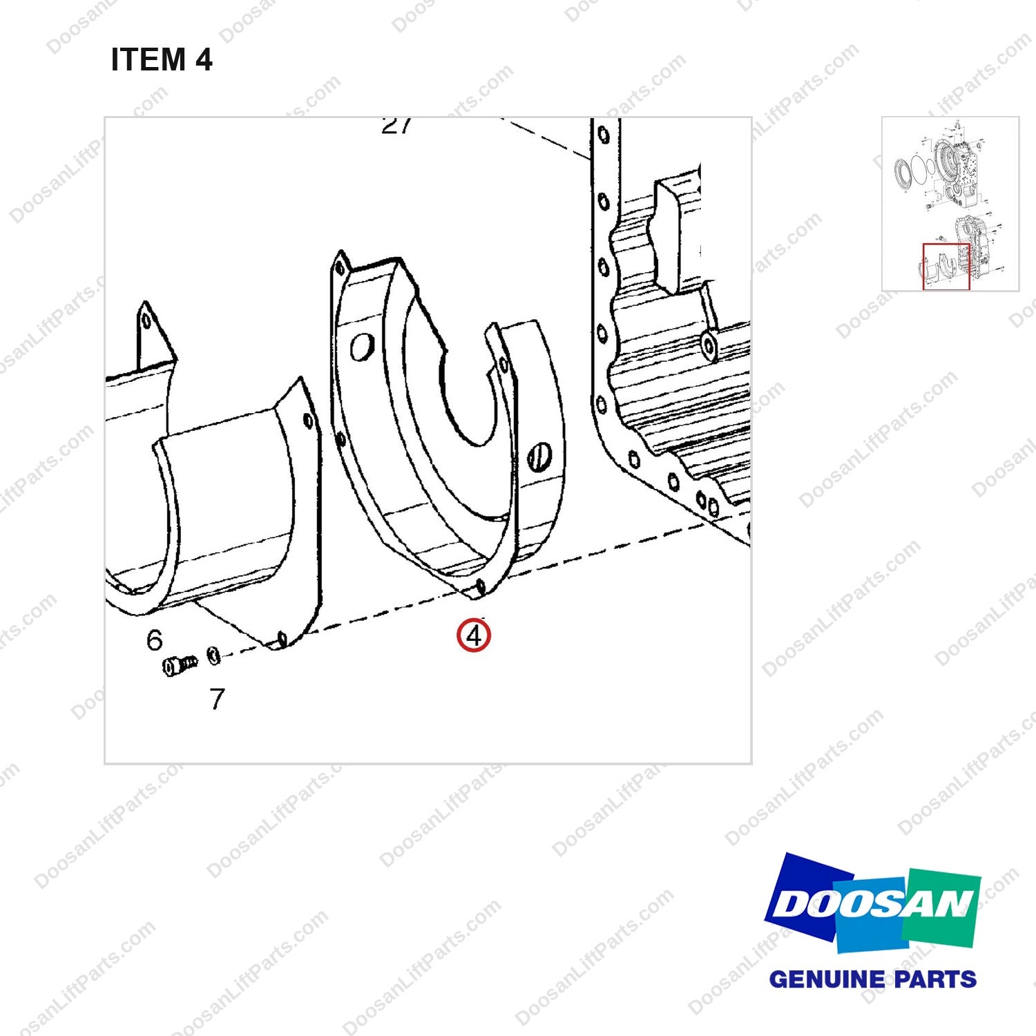 A133153 TRANSMISSION - 2 OF 12 - parts diagram, item 4 shown - genuine Doosan / Bobcat forklift part