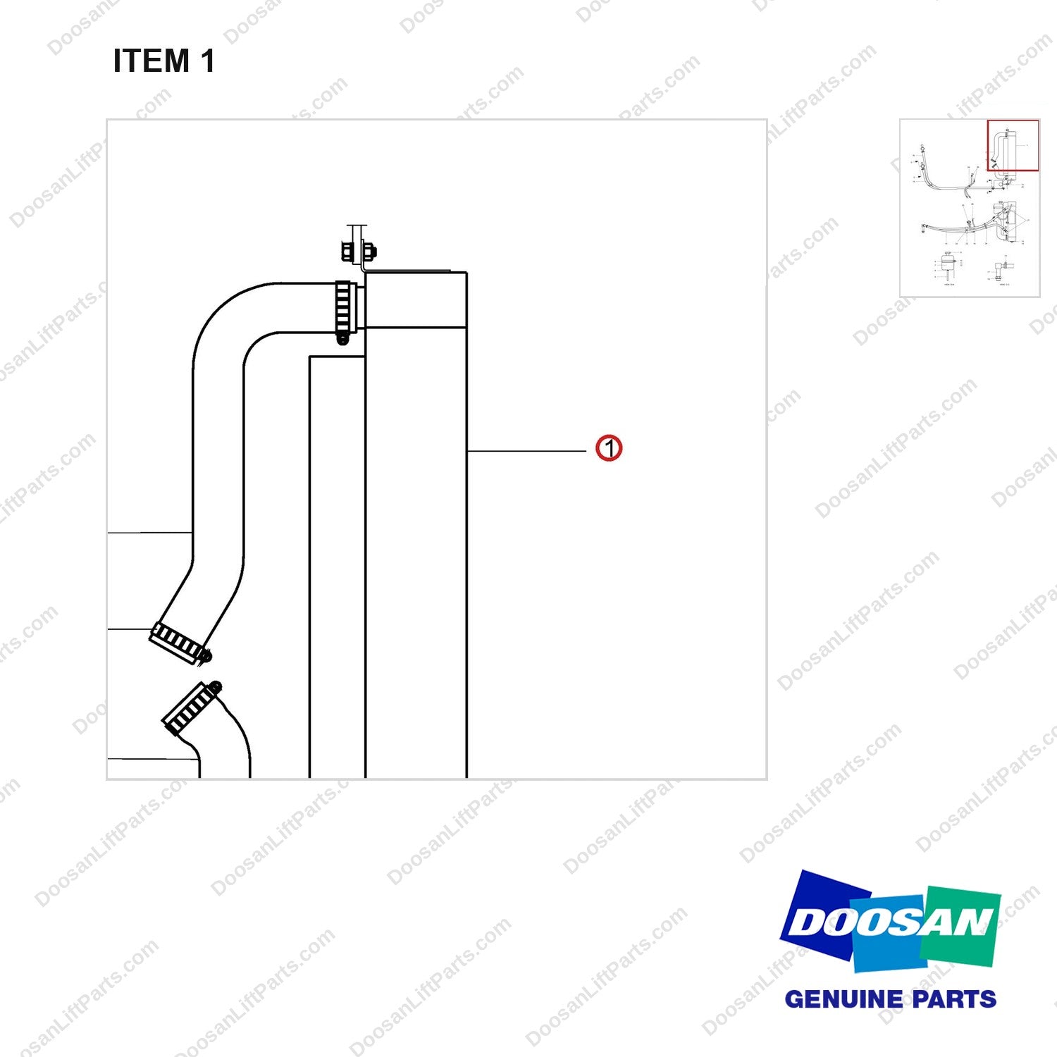 A133218 LINES GP-COOLER & FULE - parts diagram, item 1 shown - genuine Doosan / Bobcat forklift part