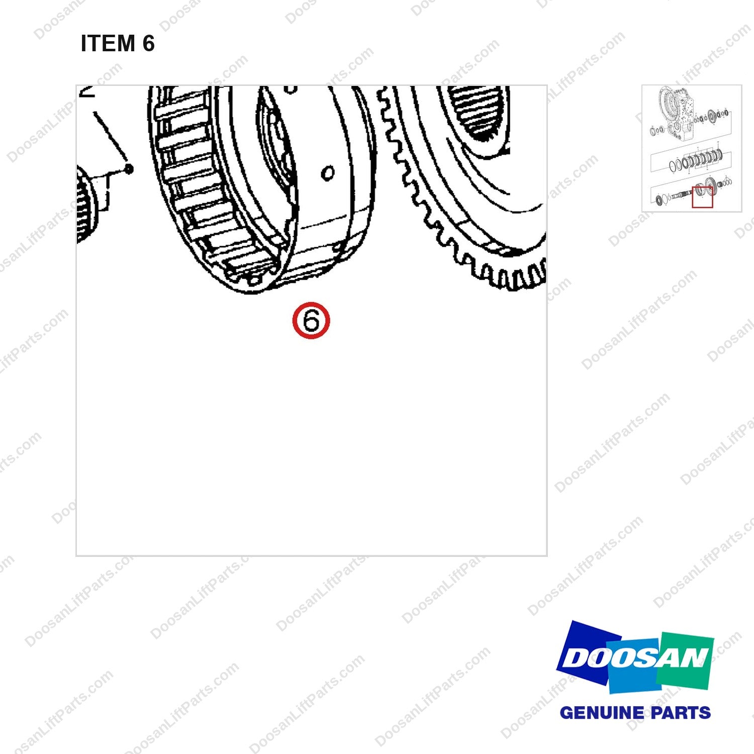 A133390 TRANSMISSION - 5 OF 12 - parts diagram, item 6 shown - genuine Doosan / Bobcat forklift part