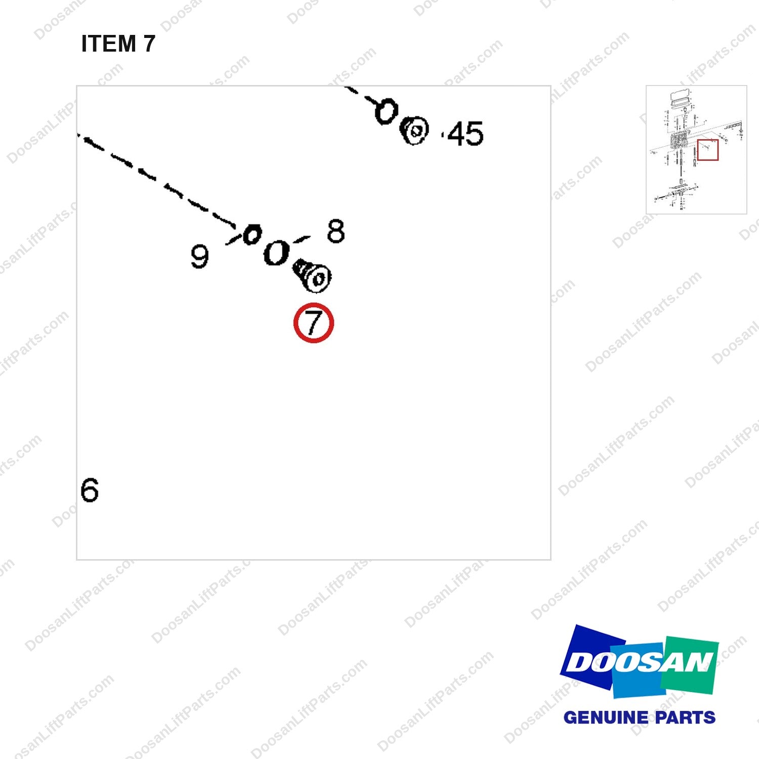 A133638 TRANSMISSION - parts diagram, item 7 shown - genuine Doosan / Bobcat forklift part