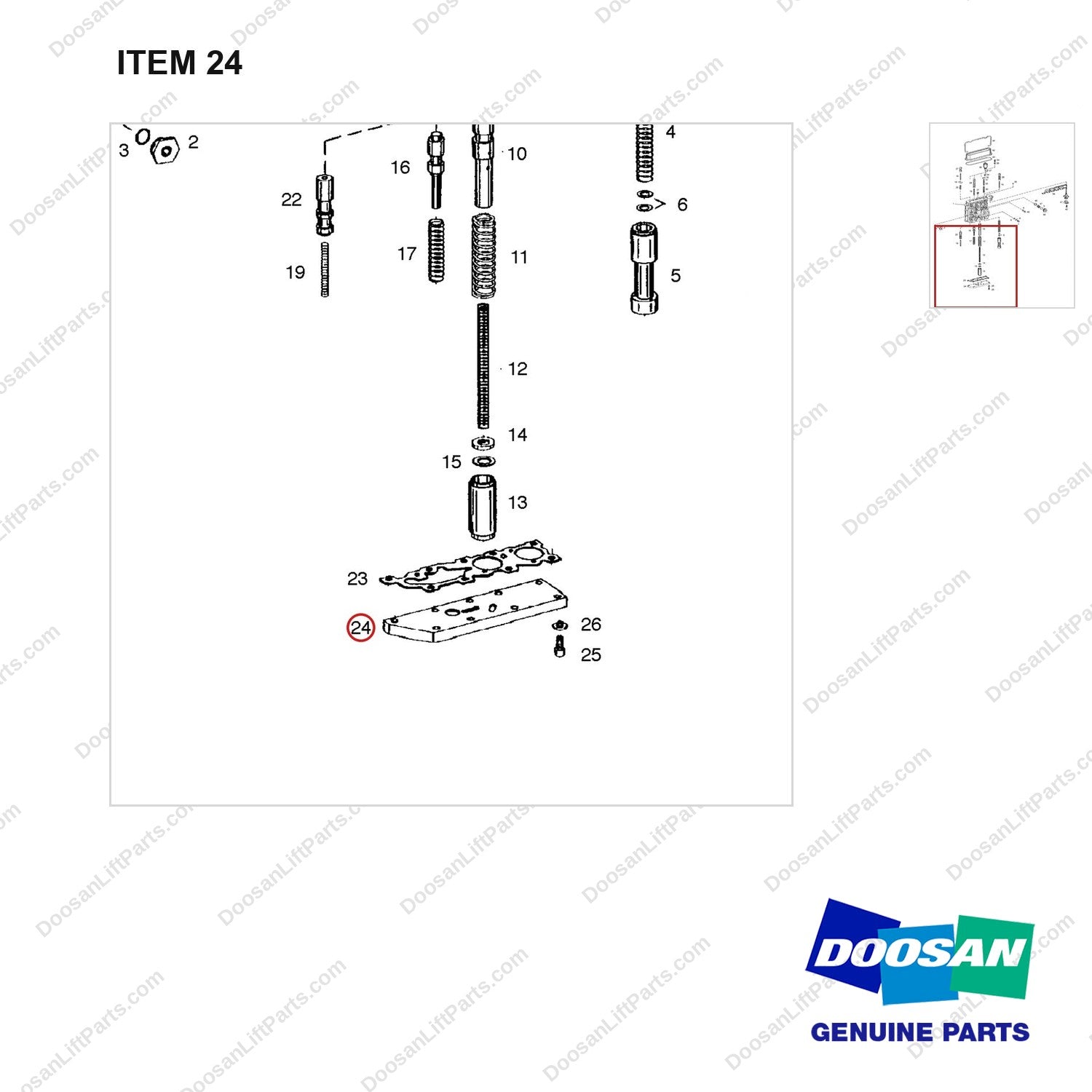 A133660 TRANSMISSION - 8 OF 12 - parts diagram, item 24 shown - genuine Doosan / Bobcat forklift part