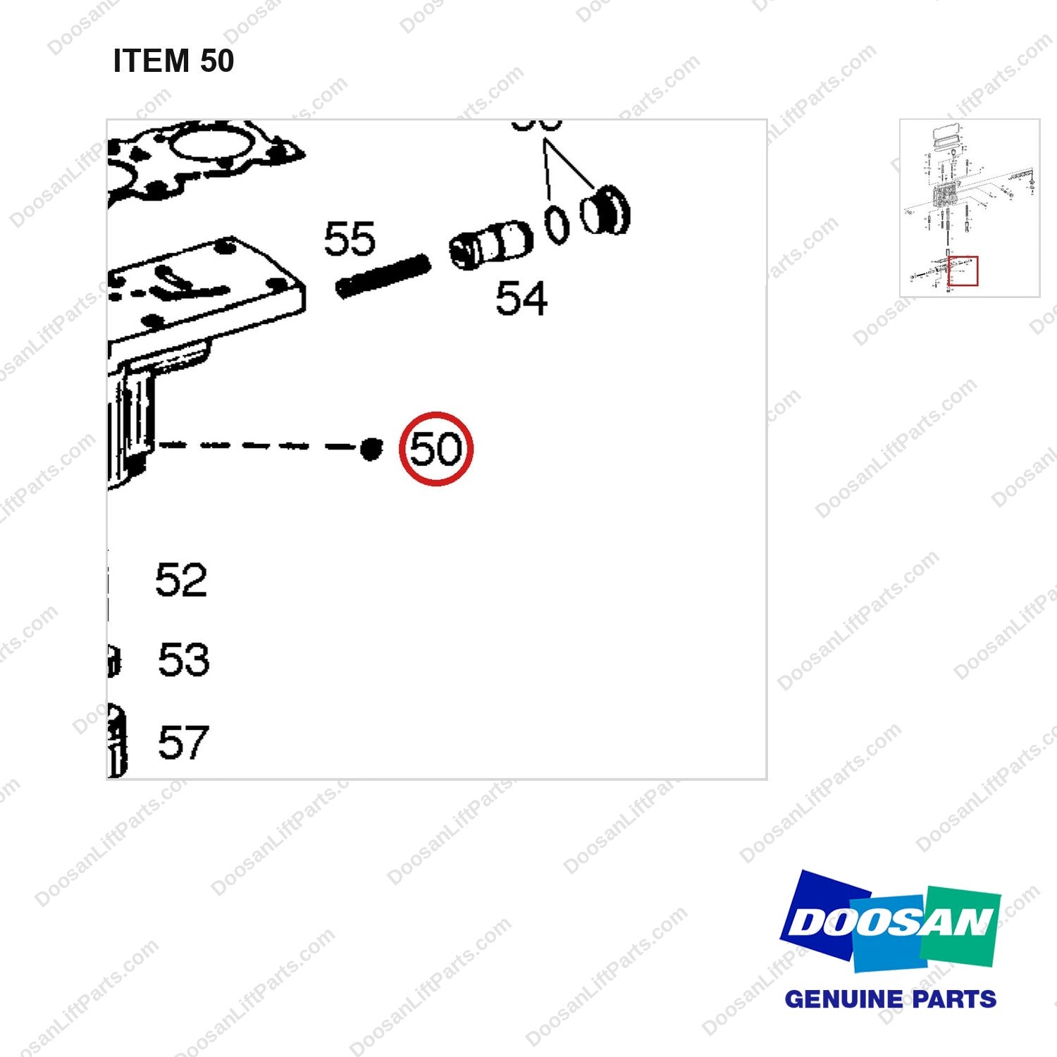 A133984 TRANSMISSION - 7 OF 12(A133966) - parts diagram, item 50 shown - genuine Doosan / Bobcat forklift part