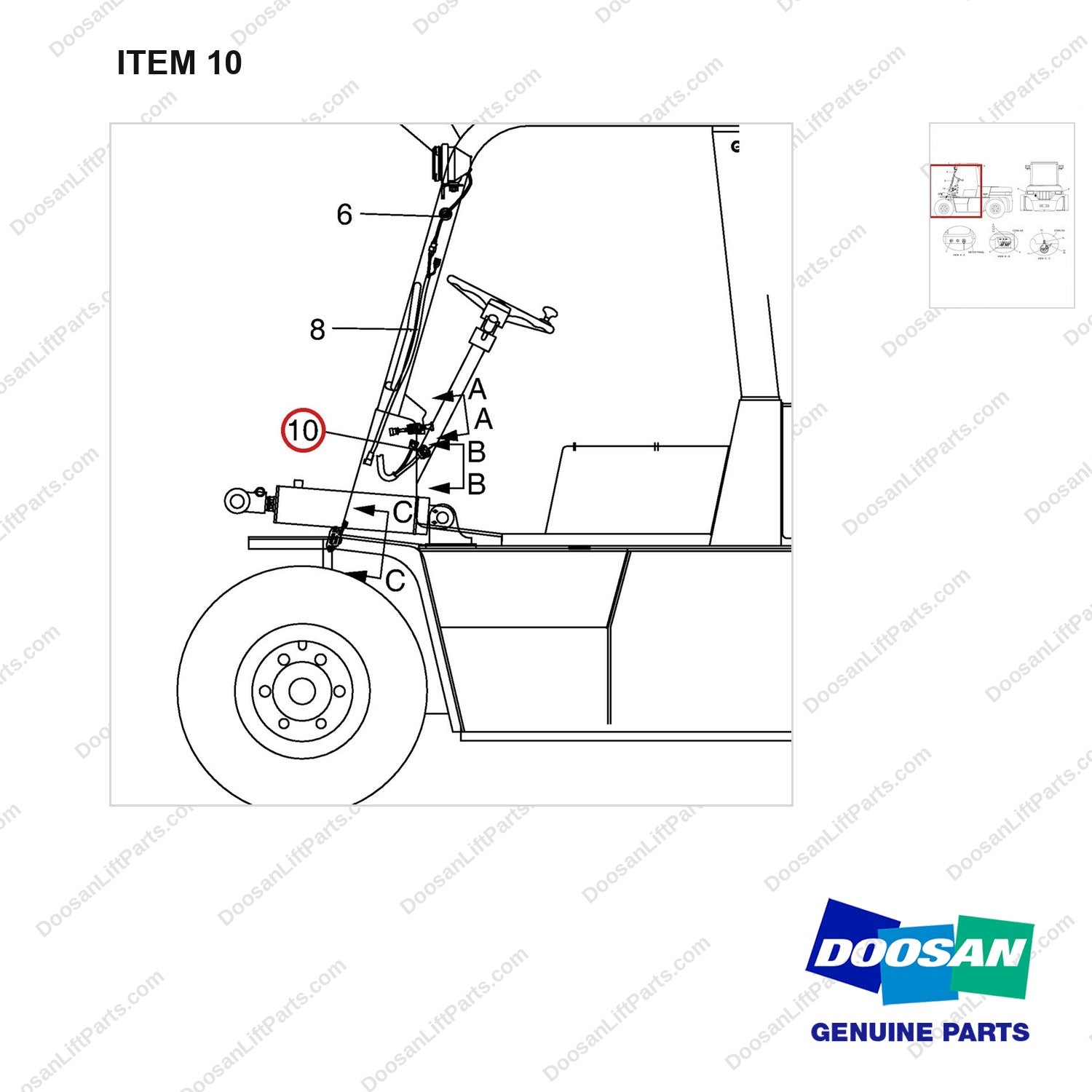 A134072 LIGHTING & WARNING GP - parts diagram, item 10 shown - genuine Doosan / Bobcat forklift part