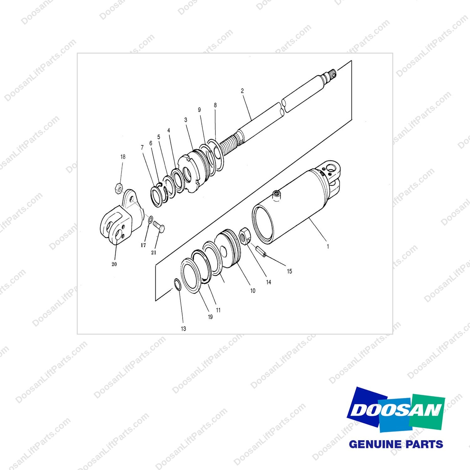 A135199 TILT CYLINDER GP-2 REQUIRED - full parts diagram - genuine Doosan / Bobcat forklift part