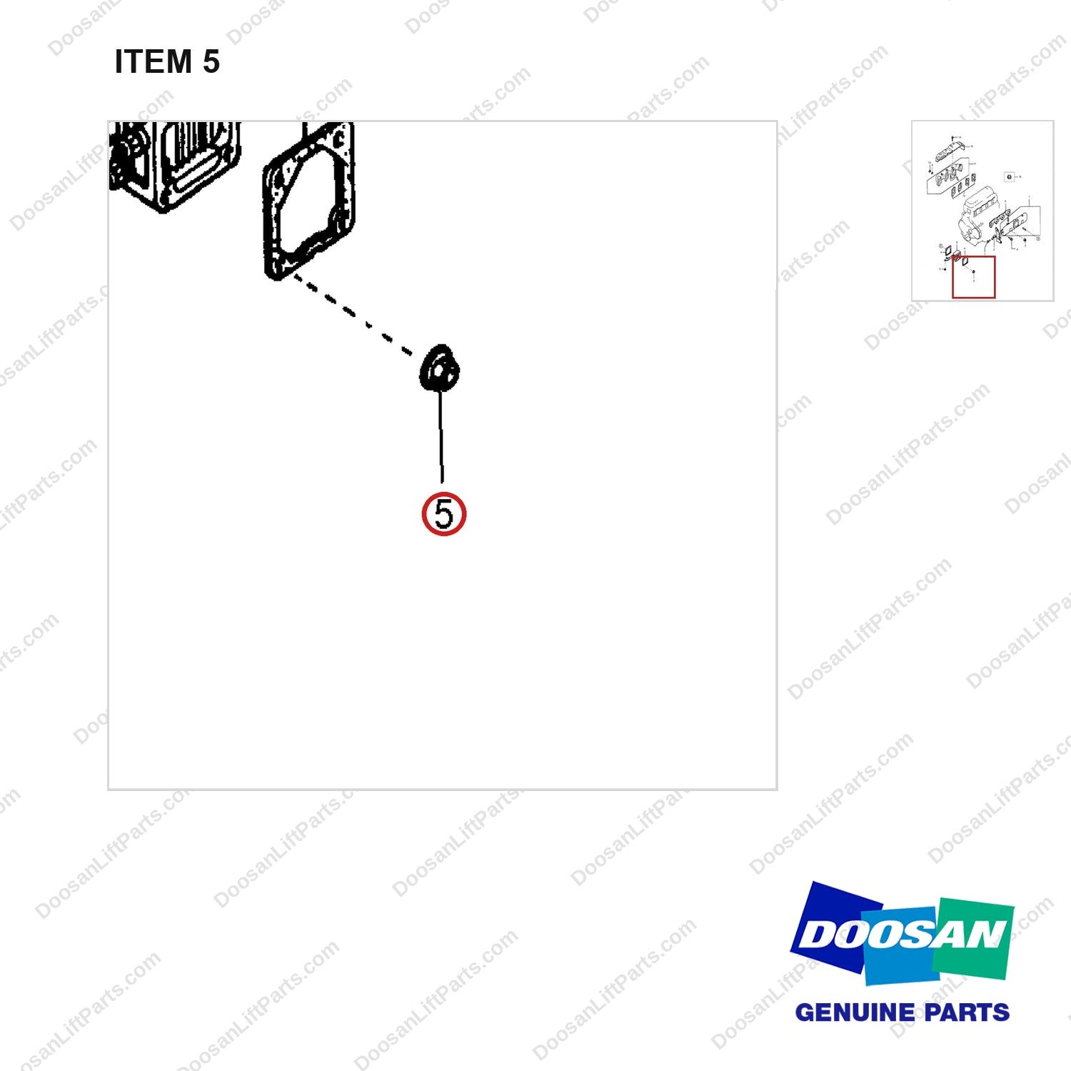 A138048 INTAKE & EXHAUST GP - parts diagram, item 5 shown - genuine Doosan / Bobcat forklift part