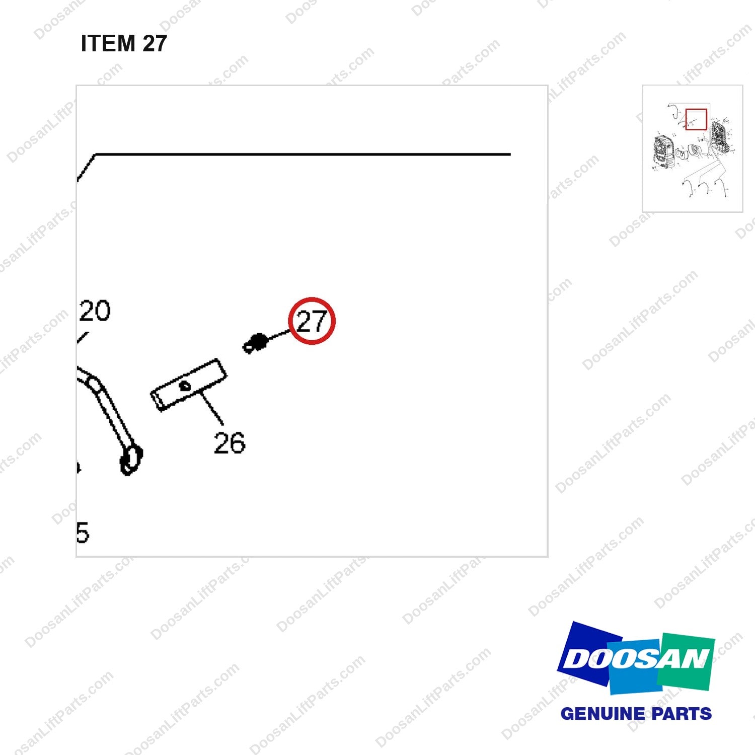 A138642 TRANSMISSION - (2 OF 8) - parts diagram, item 27 shown - genuine Doosan / Bobcat forklift part