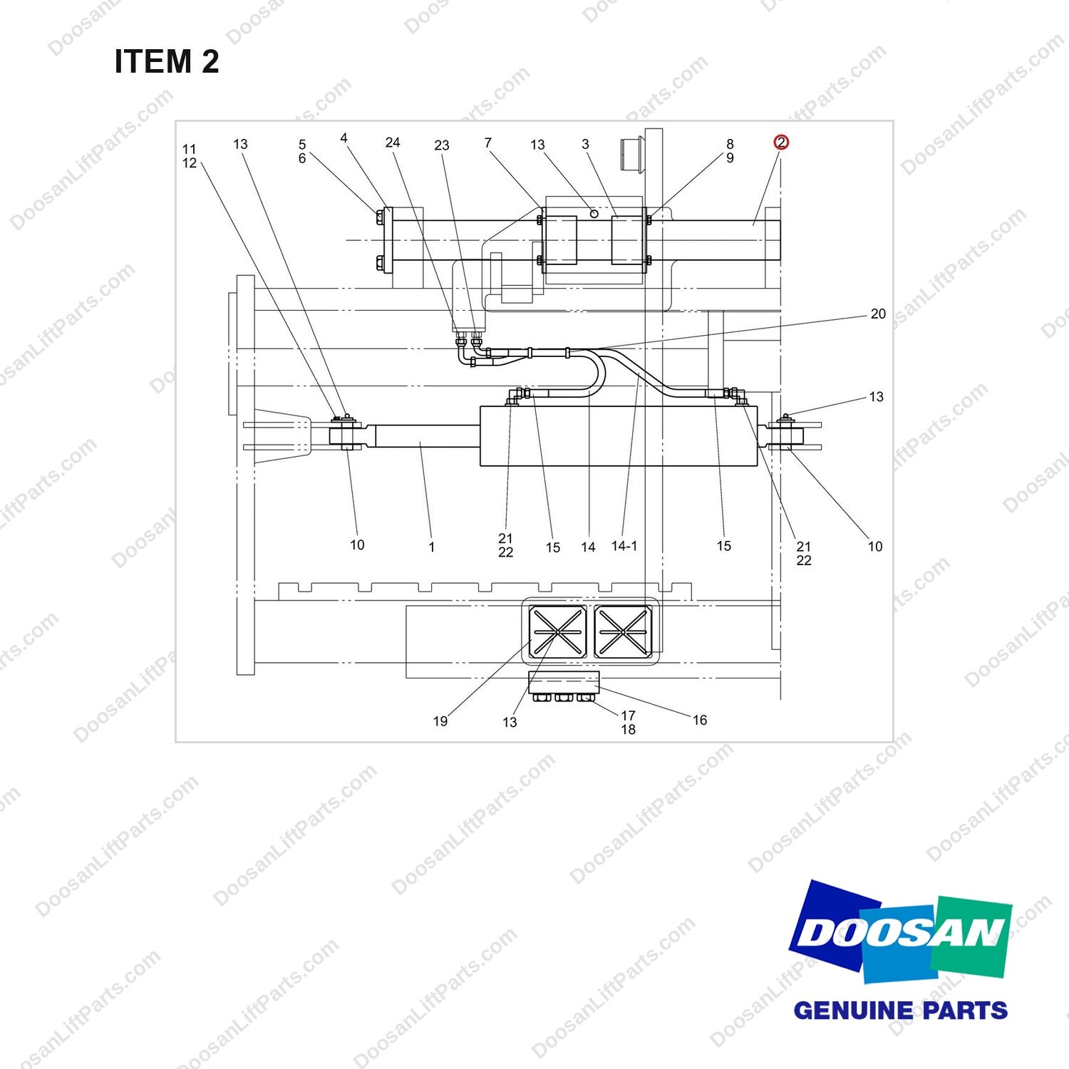 A140001 MTG GP-SIDESHIFT - full parts diagram, item 2 marked - genuine Doosan / Bobcat forklift part