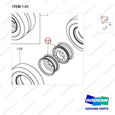 A143024 NON MARKING SOLID;ODB, D110/130 - parts diagram, item 1-01 shown - genuine Doosan / Bobcat forklift part
