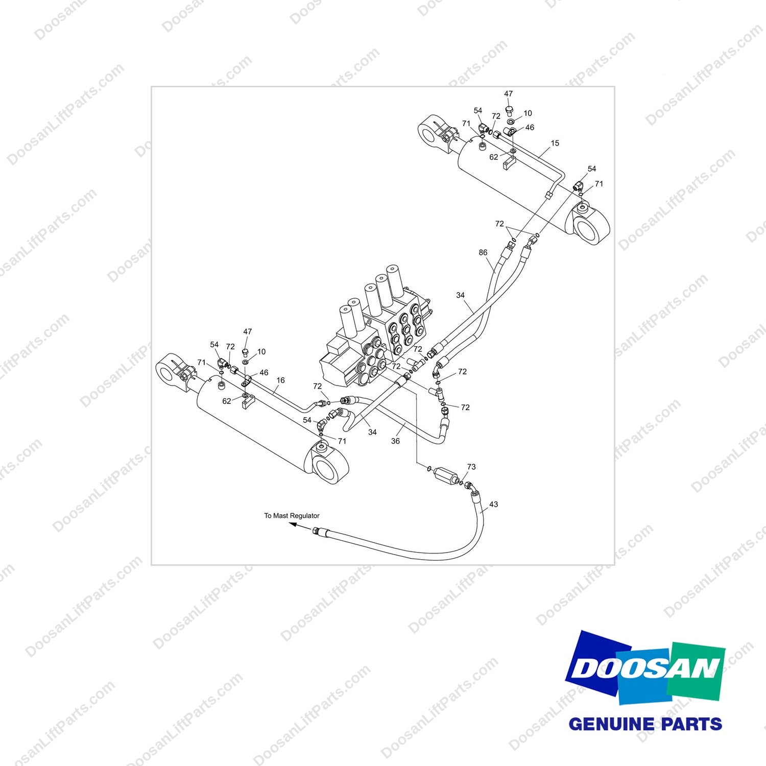 A145173 Mast Operating-Shoe Type Brake - full parts diagram - genuine Doosan / Bobcat forklift part