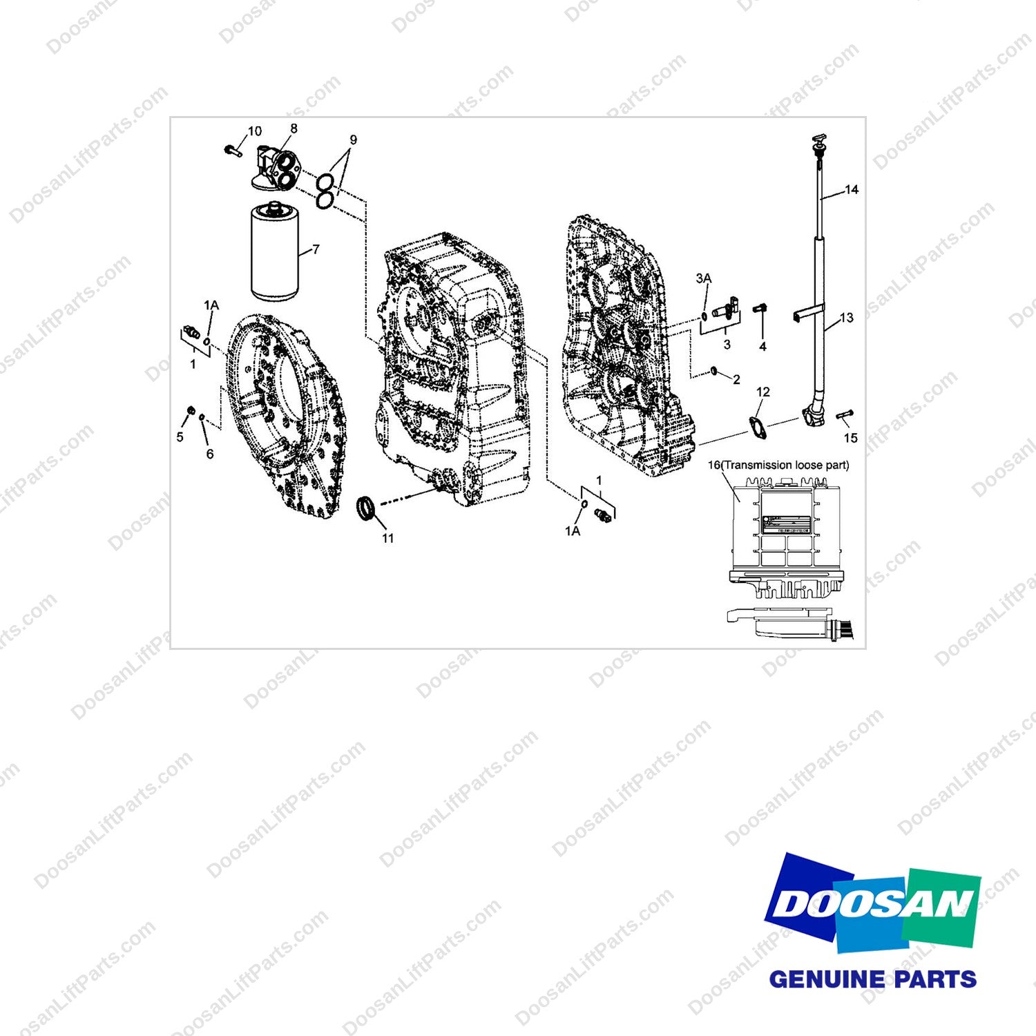 A148529 TRANSMISSION - (8 OF 8) - full parts diagram - genuine Doosan / Bobcat forklift part