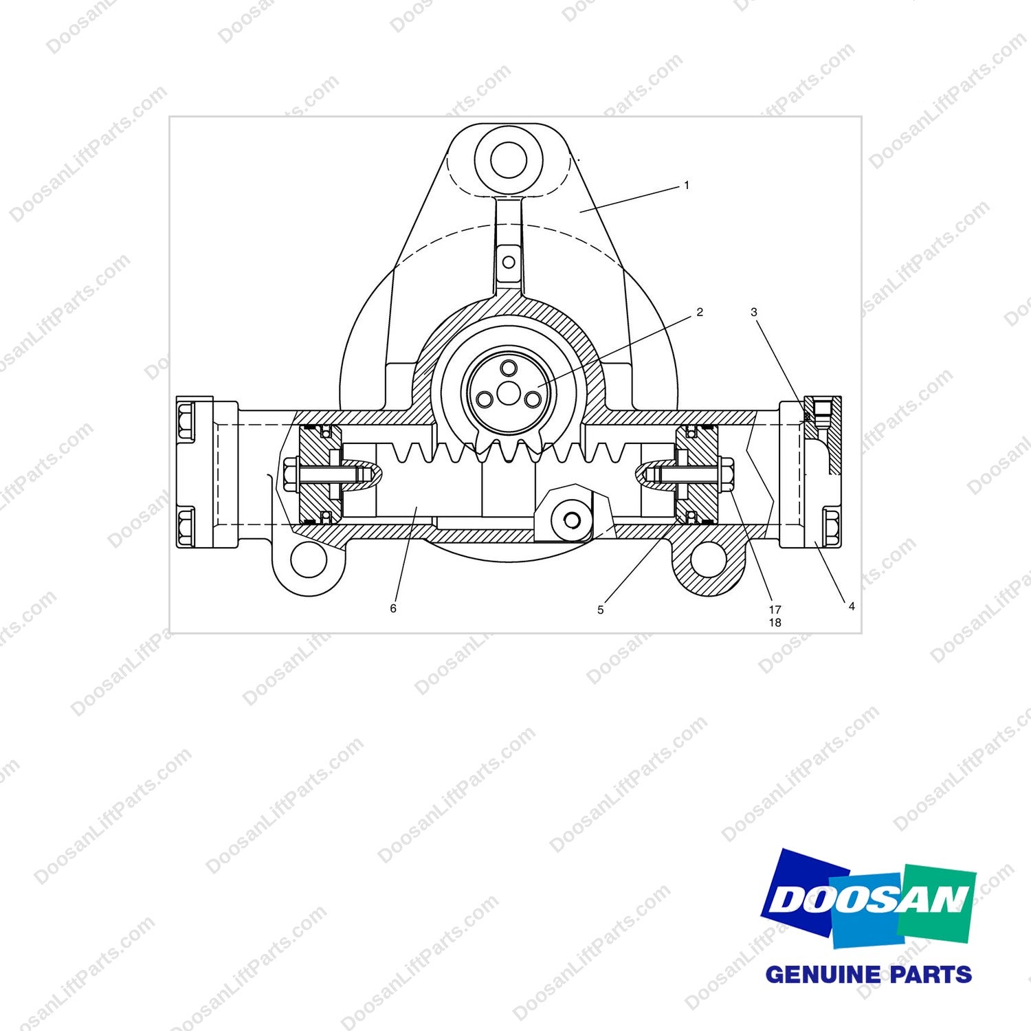 A151836 AXLE GP-STEERING - PART 1 OF 3 - full parts diagram - genuine Doosan / Bobcat forklift part