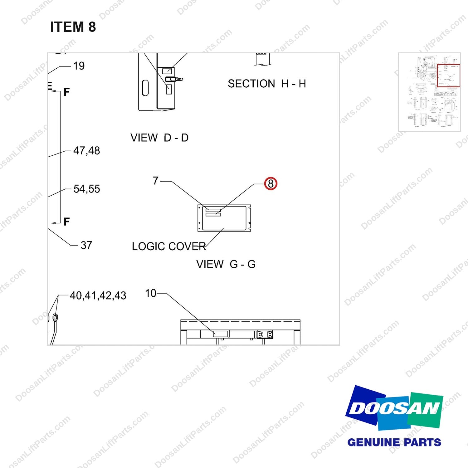 A152225 PAINT & LUBRIACNT GP - parts diagram, item 8 shown - genuine Doosan / Bobcat forklift part