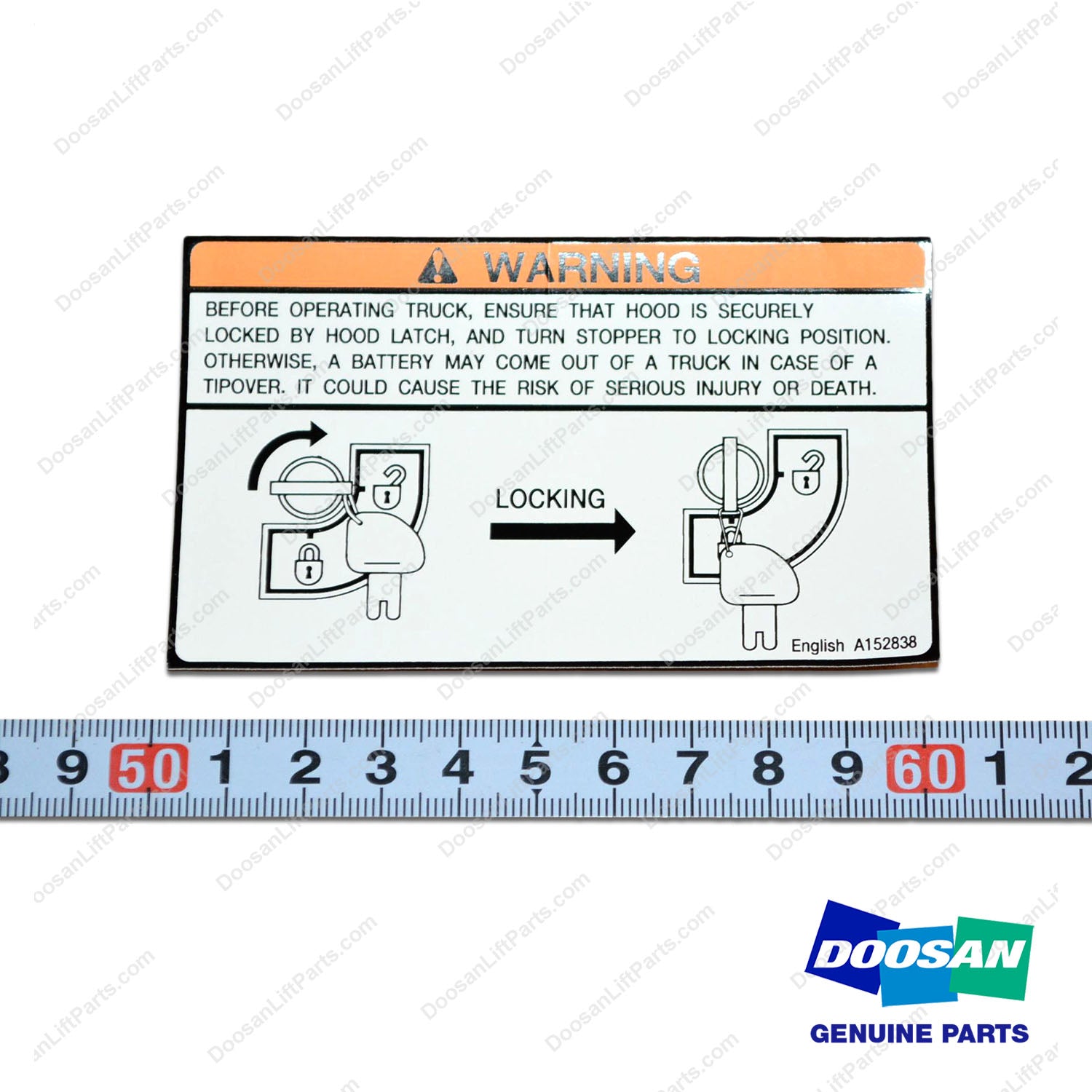 Film;warning Batt. Restraint(Englis - Doosan Forklift Part A152838