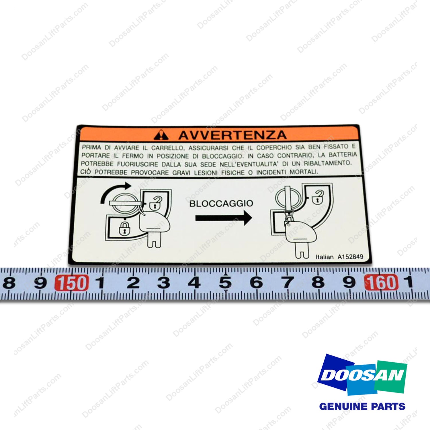 Film;warning Batt. Restraint(Italia - Doosan Forklift Part A152849