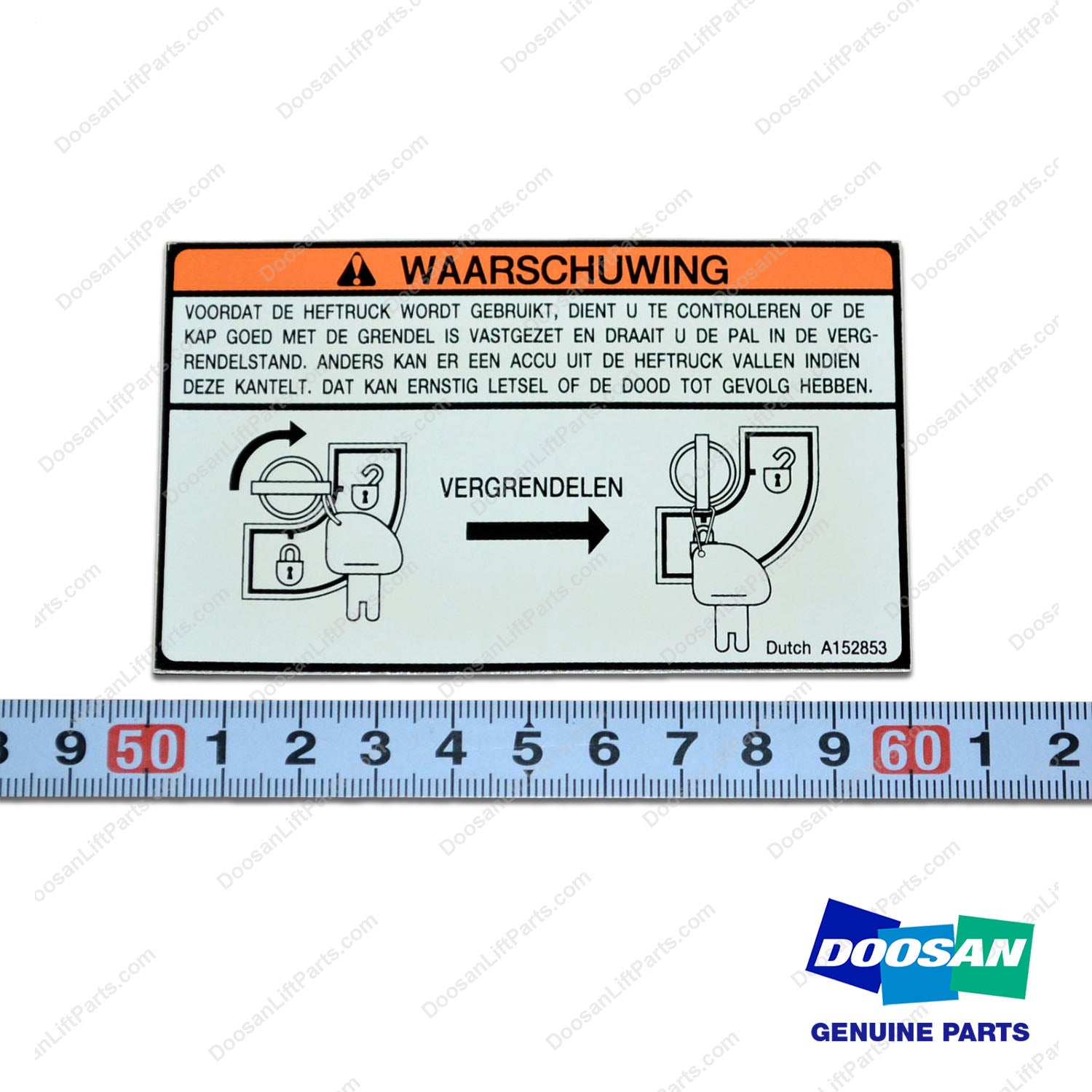 Film;warning Batt. Restraint(Dutch) - Doosan Forklift Part A152853
