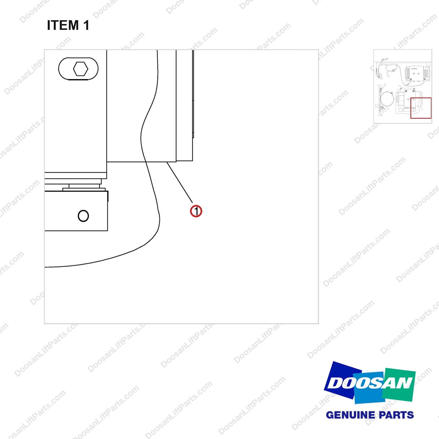 A154856 MOTOR GP-HYDRAULIC PUMP - parts diagram, item 1 shown - genuine Doosan / Bobcat forklift part