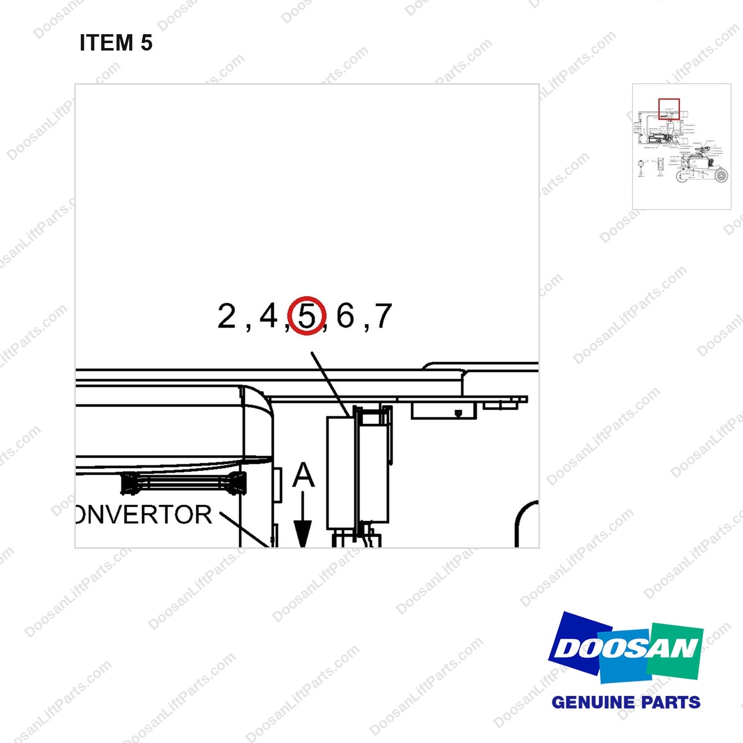 A155450 WIRING GP - FINGERTIP(AC MOTOR) - parts diagram, item 5 shown - genuine Doosan / Bobcat forklift part