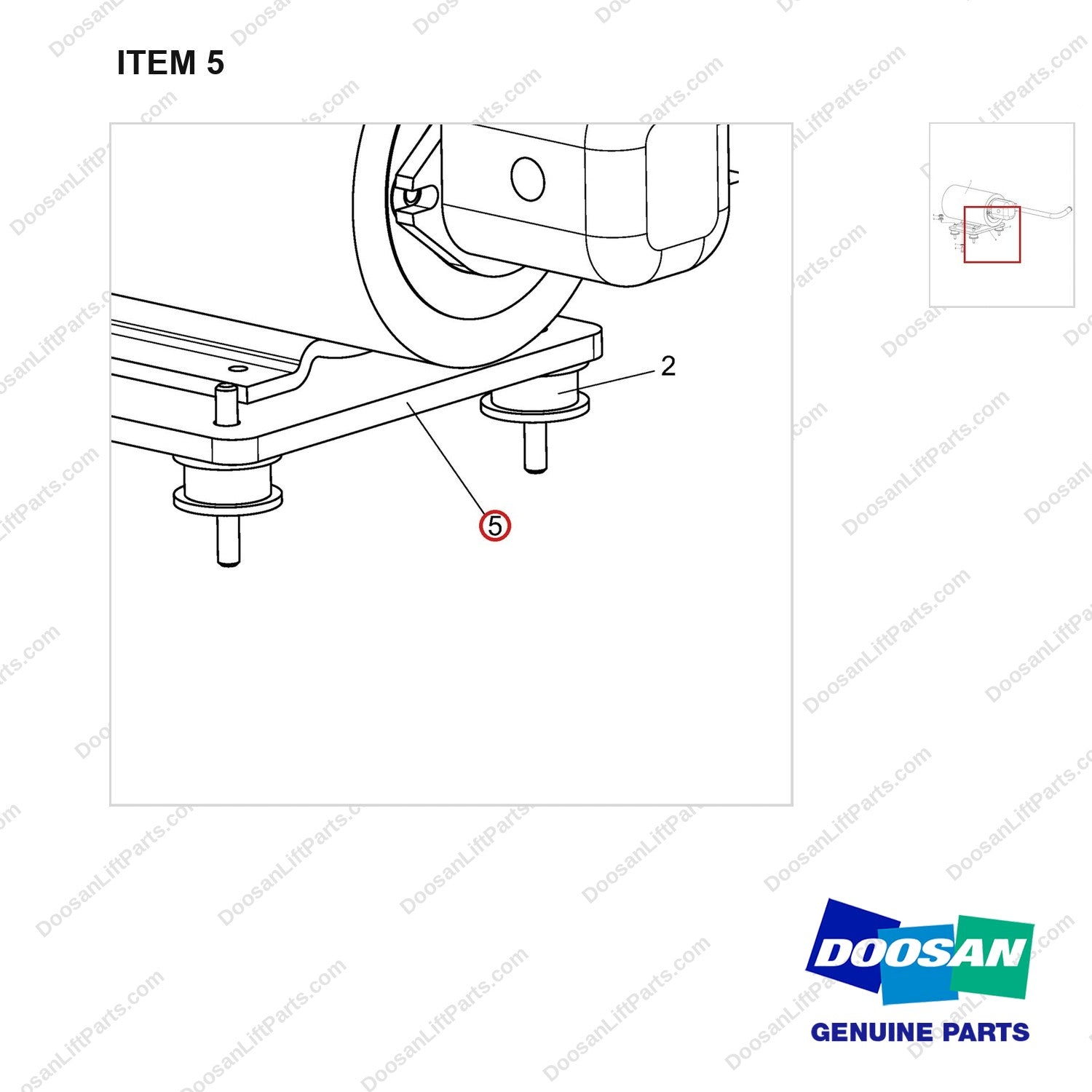 A158750 MOTOR GP-HYDRAULIC(SE MOTOR) - parts diagram, item 5 shown - genuine Doosan / Bobcat forklift part