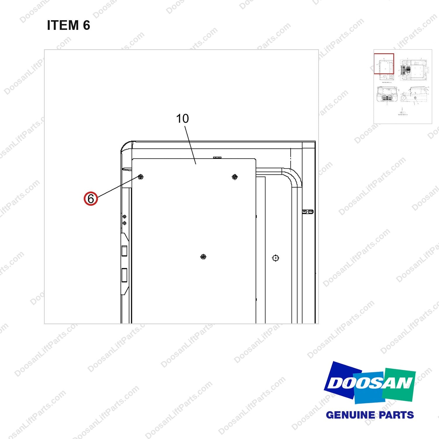 A158891 CHANGEOVER AR;EE TYPE - parts diagram, item 6 shown - genuine Doosan / Bobcat forklift part