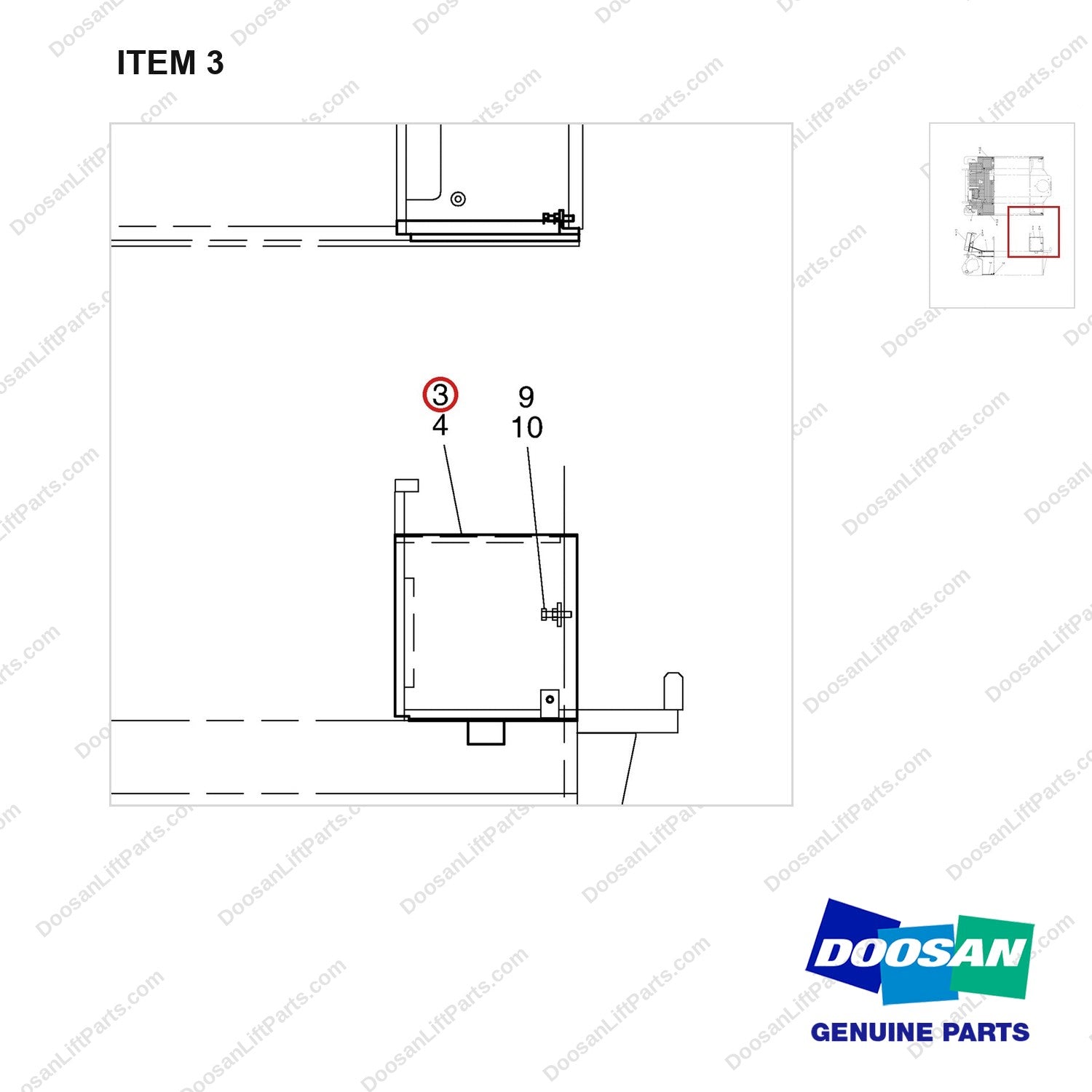 A200051 FLOORPLATE GP - parts diagram, item 3 shown - genuine Doosan / Bobcat forklift part