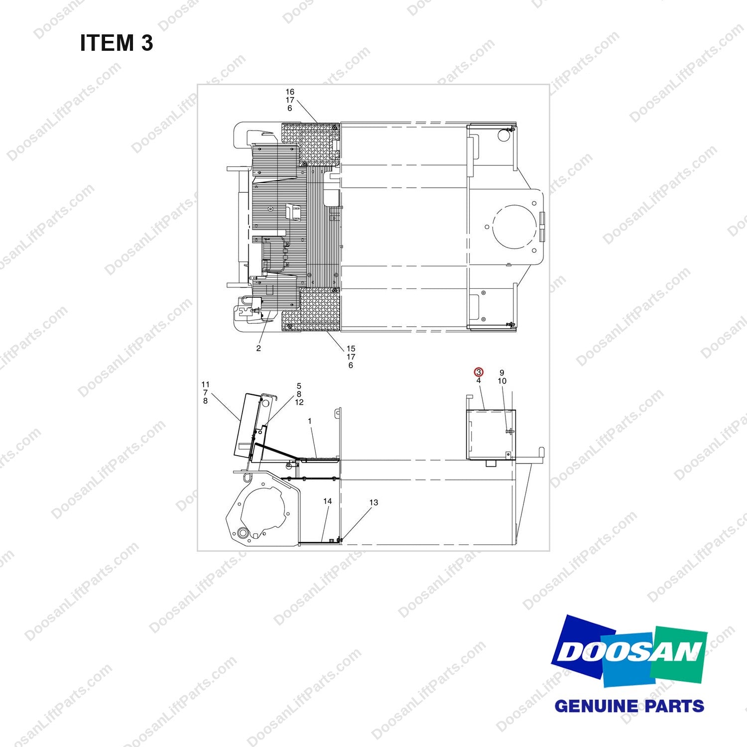 A200051 FLOORPLATE GP - full parts diagram, item 3 marked - genuine Doosan / Bobcat forklift part
