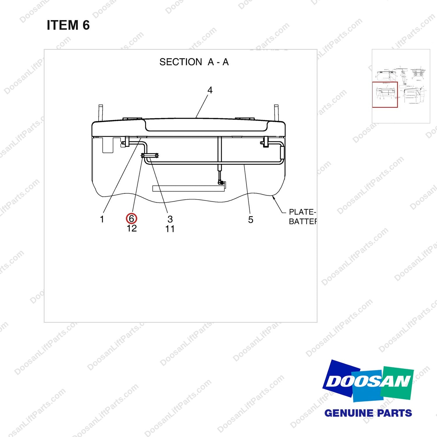 A200397 HOOD GP - BC15T - parts diagram, item 6 shown - genuine Doosan / Bobcat forklift part