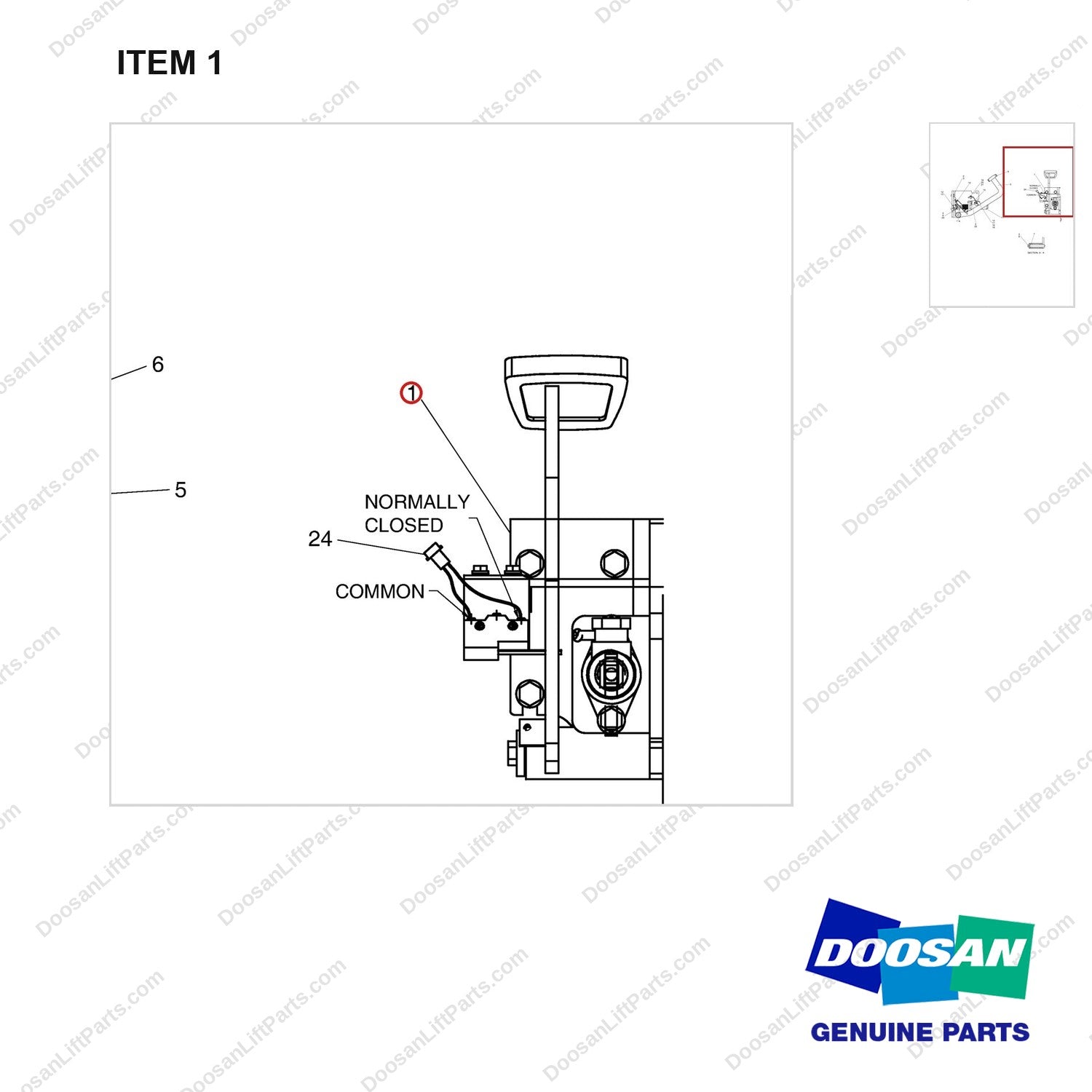 A200762 CONTROL GP-BRAKE - (SERVICE) - parts diagram, item 1 shown - genuine Doosan / Bobcat forklift part