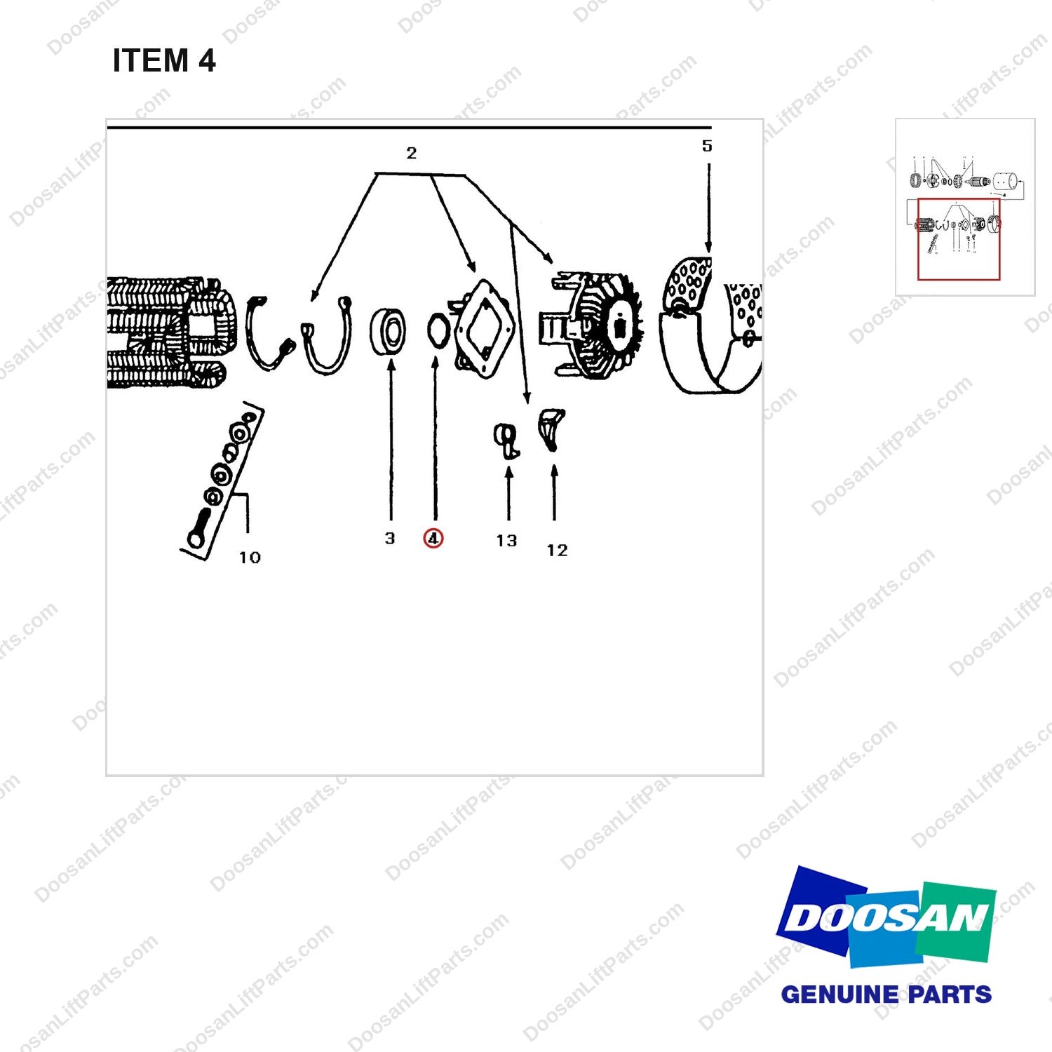 A200840 MOTOR AS-DRIVE - parts diagram, item 4 shown - genuine Doosan / Bobcat forklift part