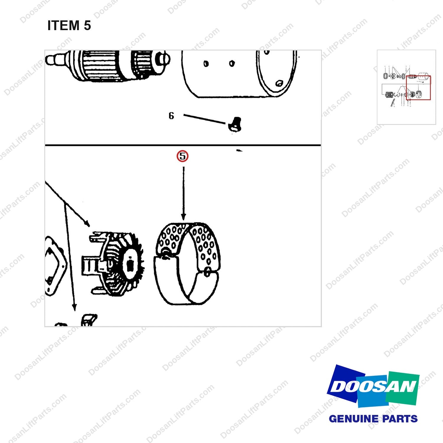 A200841 MOTOR AS-DRIVE - parts diagram, item 5 shown - genuine Doosan / Bobcat forklift part