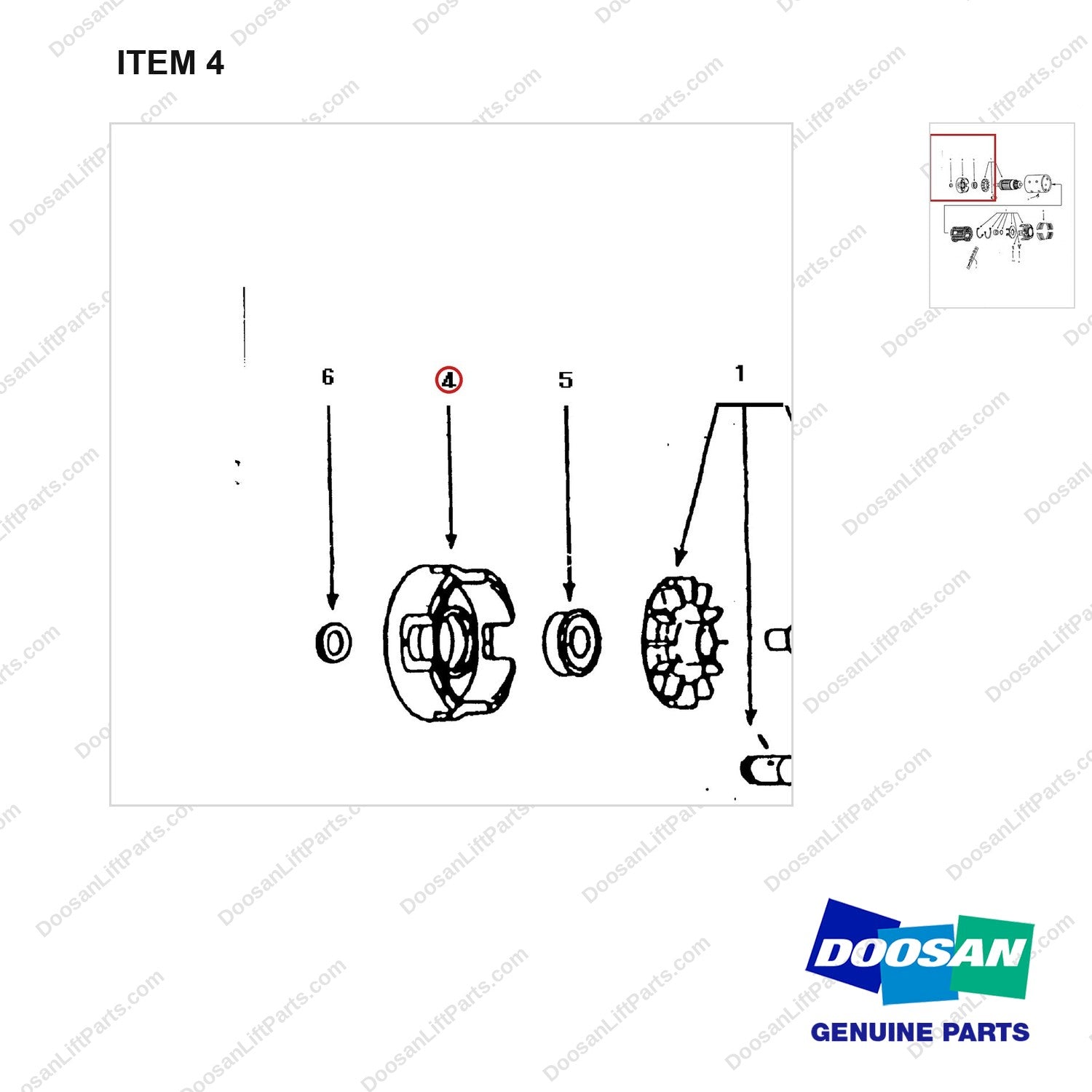 A200863 MOTOR GP-HYD. - parts diagram, item 4 shown - genuine Doosan / Bobcat forklift part
