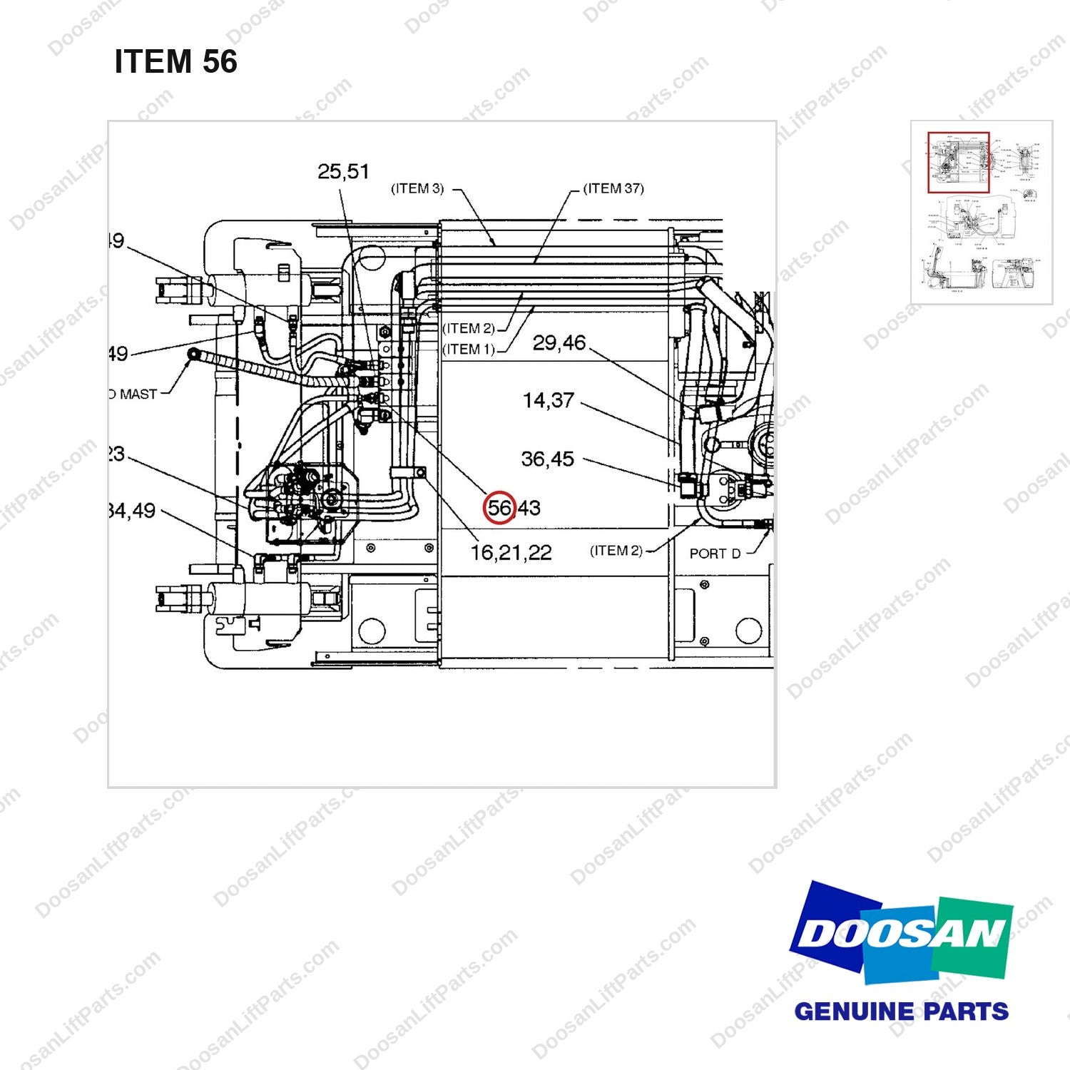 A200872 LINES GP-HYDRAULICS - BC18/20T(2/2) - parts diagram, item 56 shown - genuine Doosan / Bobcat forklift part