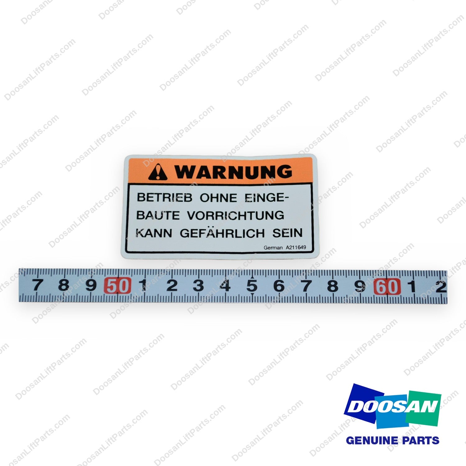 A211649 - German Warning Film - OEM Doosan Daewoo Bobcat
