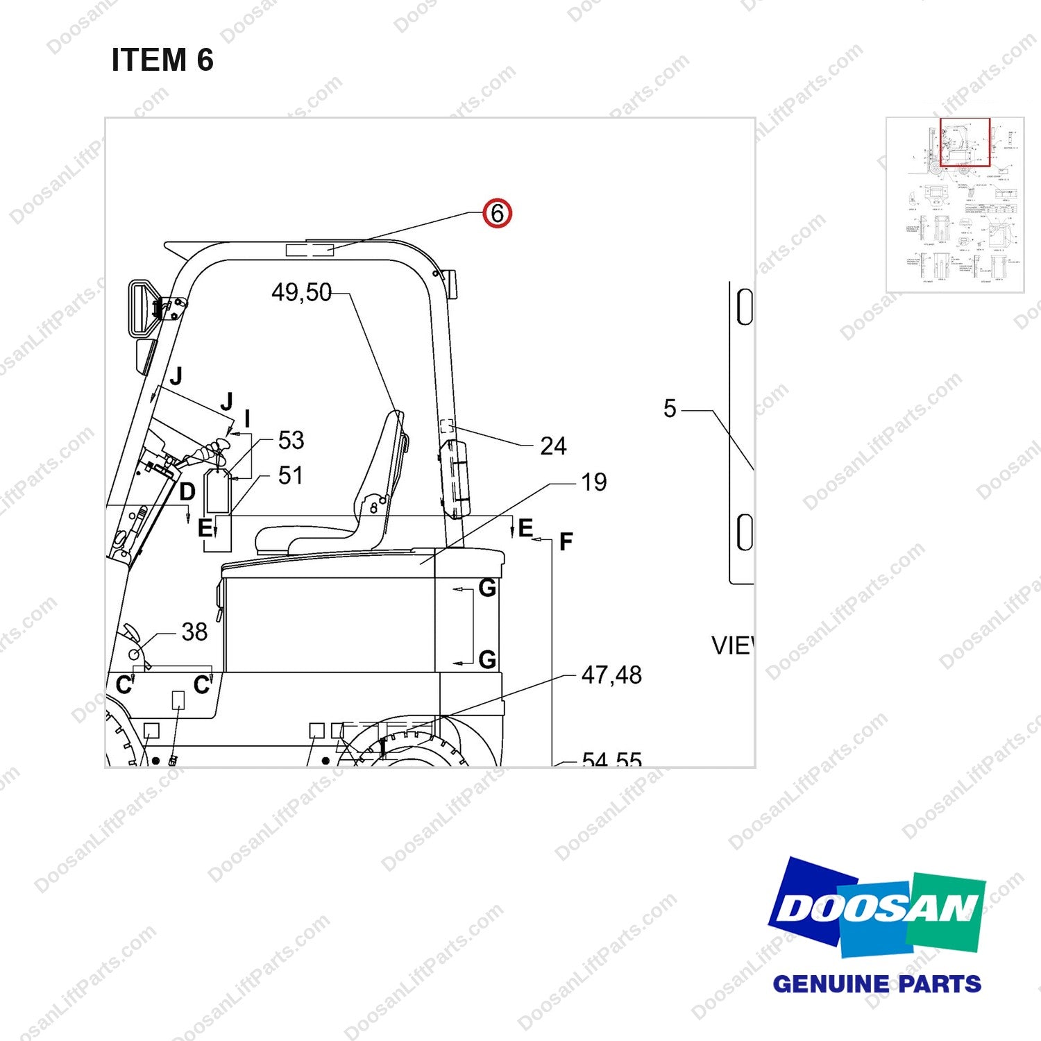 A211665 PAINT & LUBRIACNT GP - parts diagram, item 6 shown - genuine Doosan / Bobcat forklift part