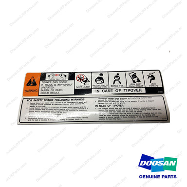 Film;warning-Tip Over - Doosan Forklift Part A211695