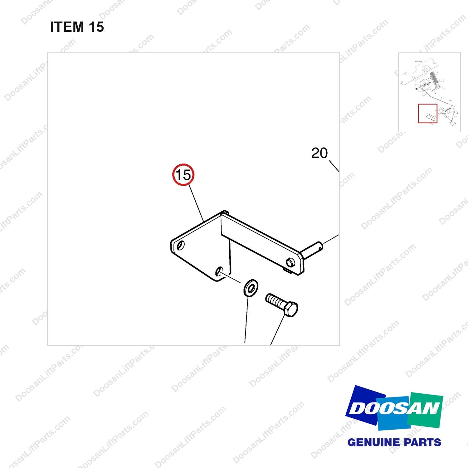 A212304 CONTROL GP-ACCELERATION - (LP) - parts diagram, item 15 shown - genuine Doosan / Bobcat forklift part