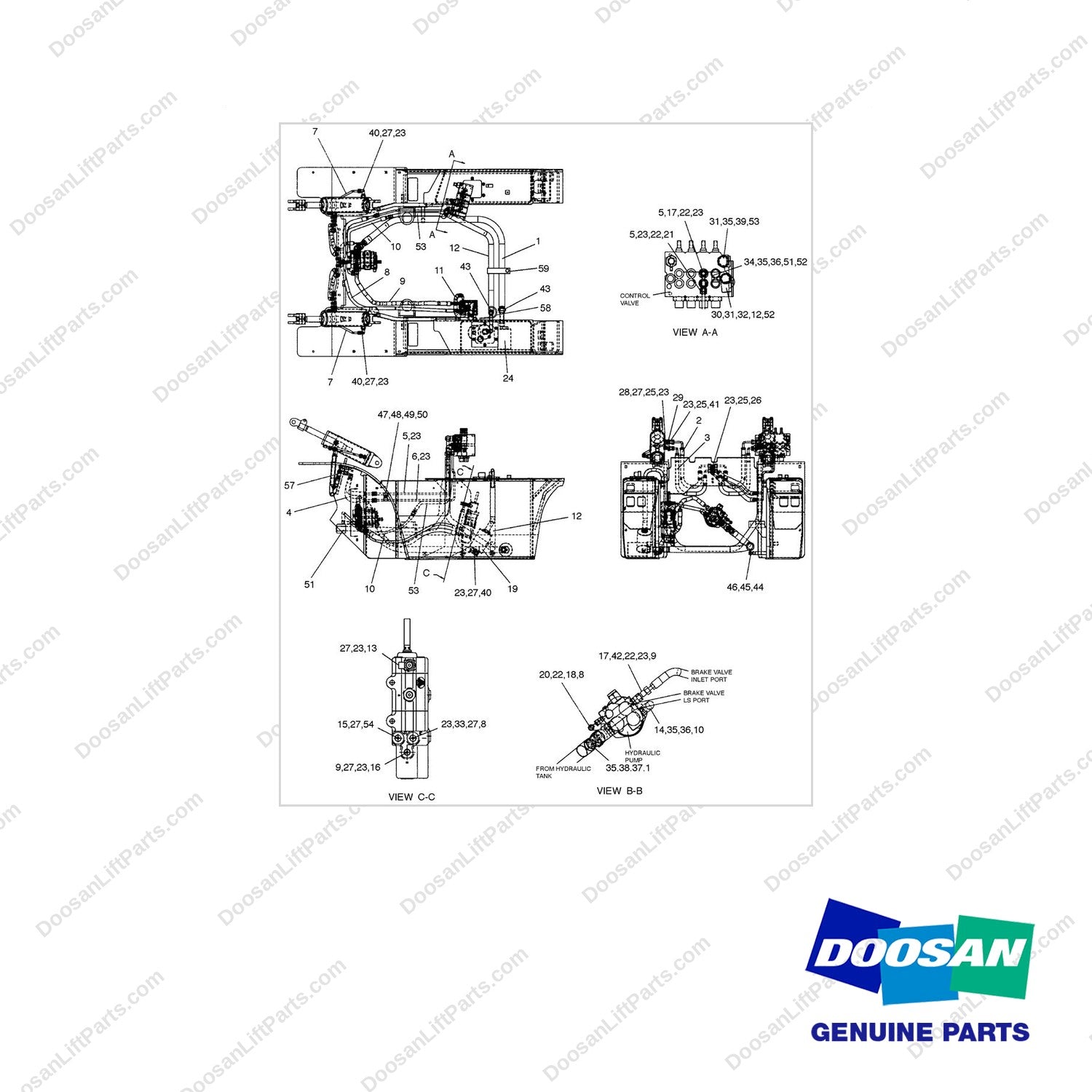 A212417 LINES GP-MAST OPERATING - full parts diagram - genuine Doosan / Bobcat forklift part