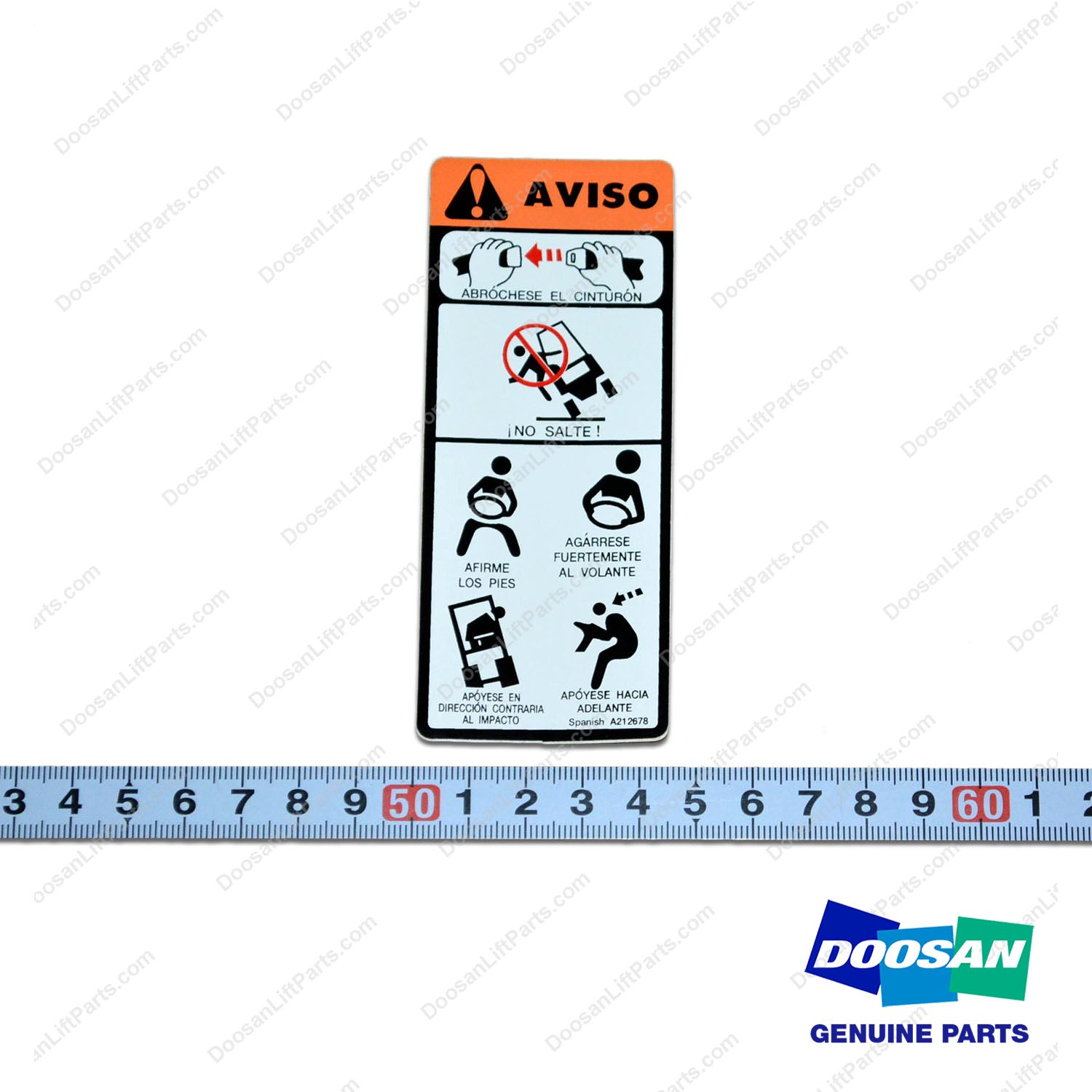 Film;warning,Tip Over,Spanish - Doosan Forklift Part A212678