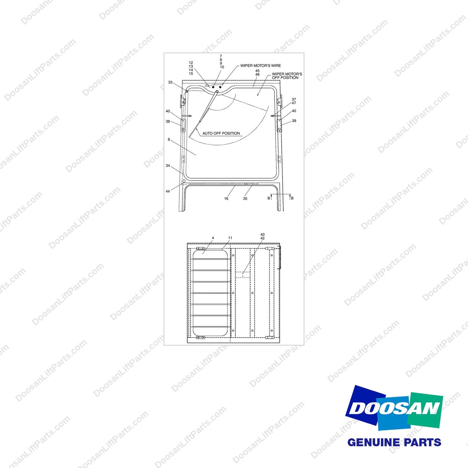 A212865 CABIN AS-LOW NOISE CABIN - (PART 2 OF 2) - full parts diagram - genuine Doosan / Bobcat forklift part