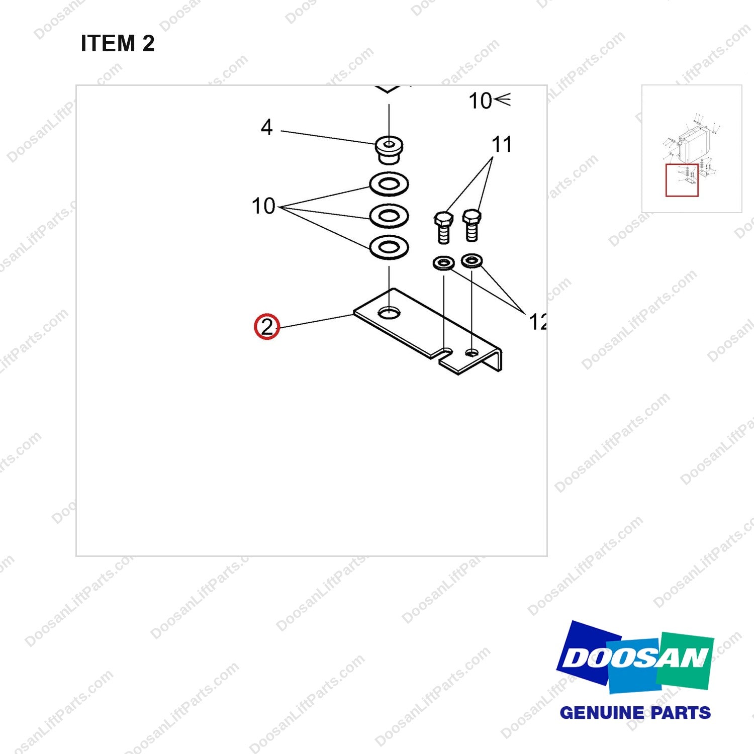 A212965 RADIATOR GP - parts diagram, item 2 shown - genuine Doosan / Bobcat forklift part