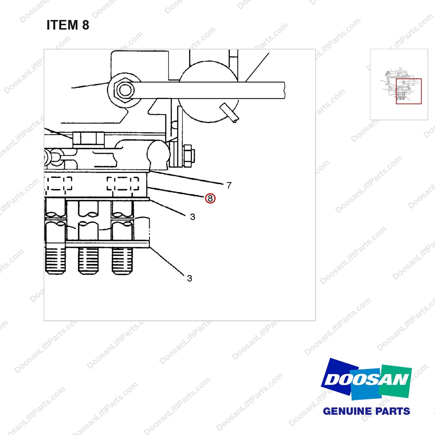 A213888 CARBURETOR GP - parts diagram, item 8 shown - genuine Doosan / Bobcat forklift part
