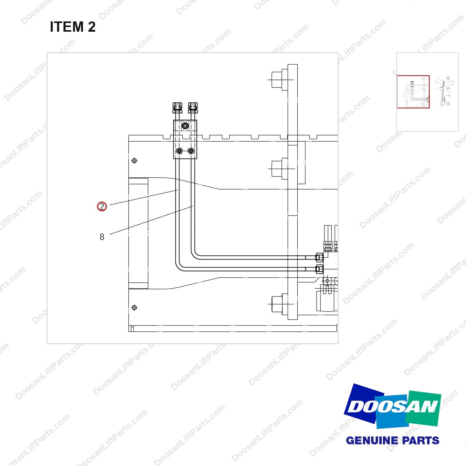 A216450 LINES GP ATT-SEC(3 WAY) - RH(FF,FFT) - parts diagram, item 2 shown - genuine Doosan / Bobcat forklift part