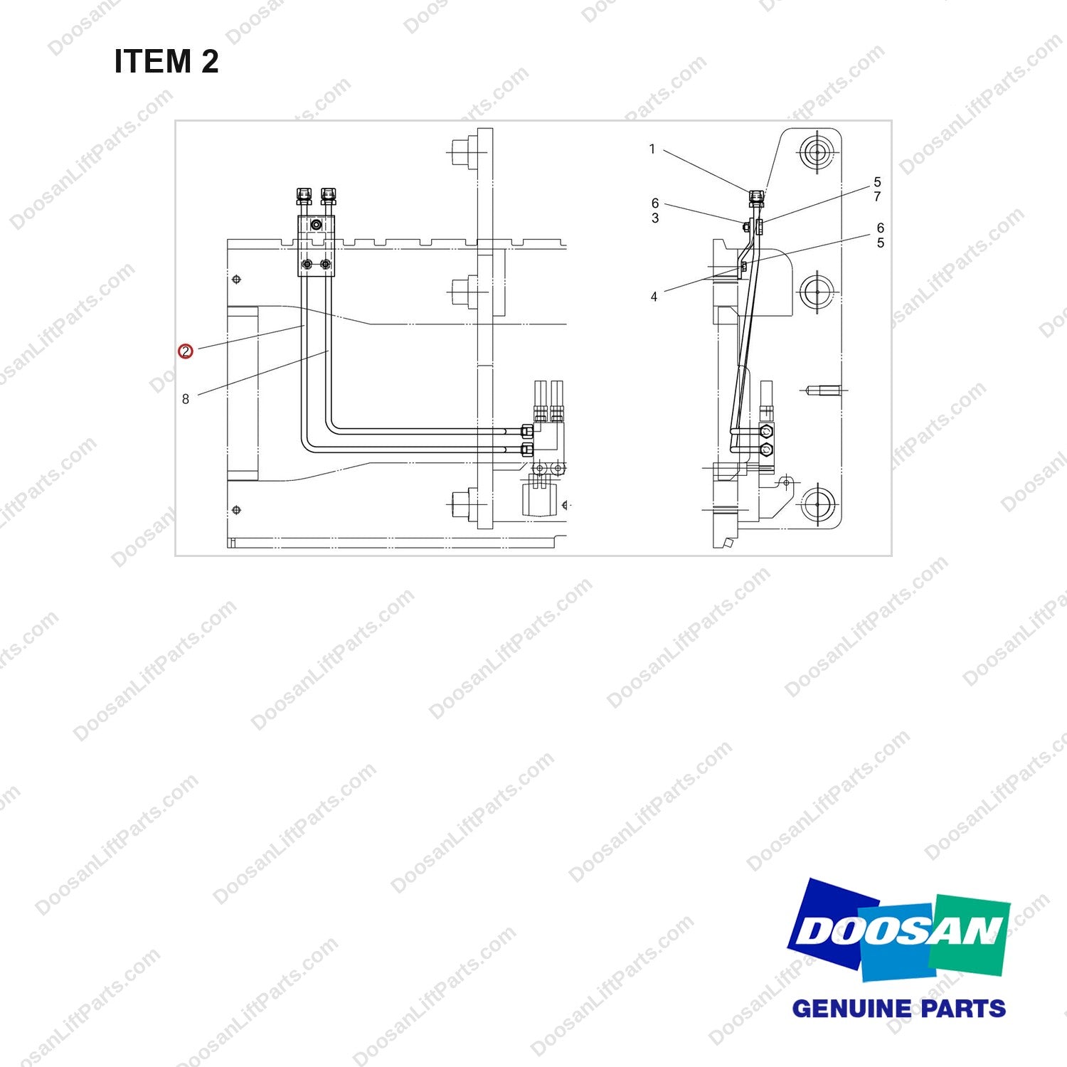 A216450 LINES GP ATT-SEC(3 WAY) - RH(FF,FFT) - full parts diagram, item 2 marked - genuine Doosan / Bobcat forklift part