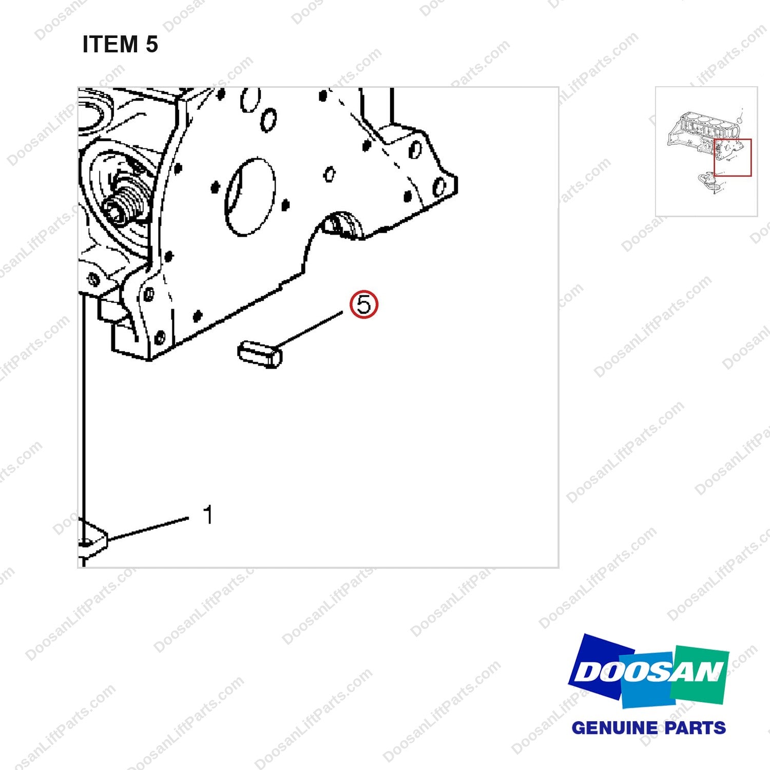 A218647 PUMP GP-OIL - parts diagram, item 5 shown - genuine Doosan / Bobcat forklift part