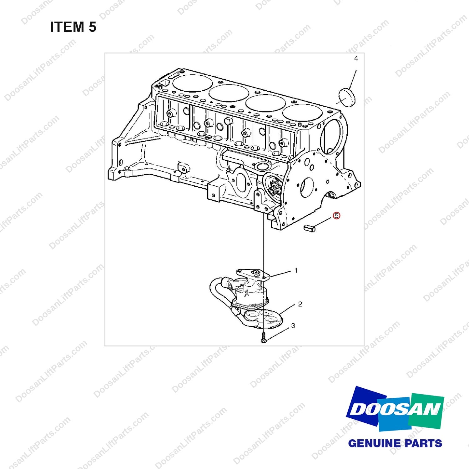 A218647 PUMP GP-OIL - full parts diagram, item 5 marked - genuine Doosan / Bobcat forklift part