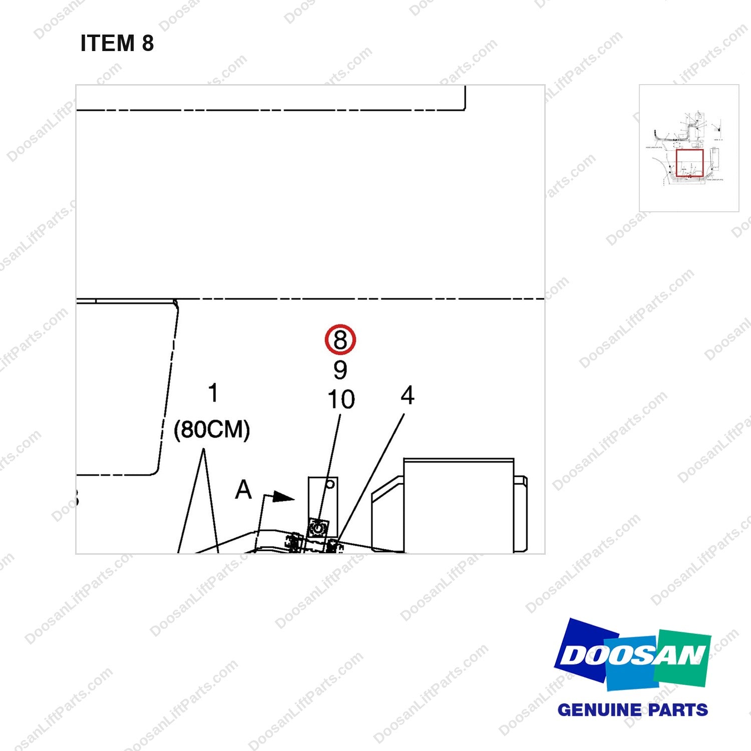A219283 LINES GP-T/C COOLER - (3.3 TON) - parts diagram, item 8 shown - genuine Doosan / Bobcat forklift part