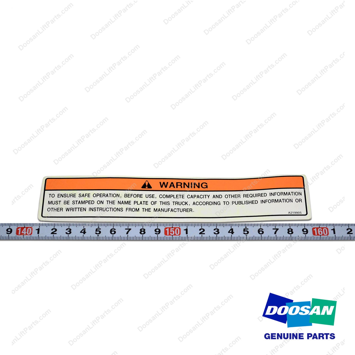 Film;warning Incomplete Truck - Doosan Forklift Part A219905